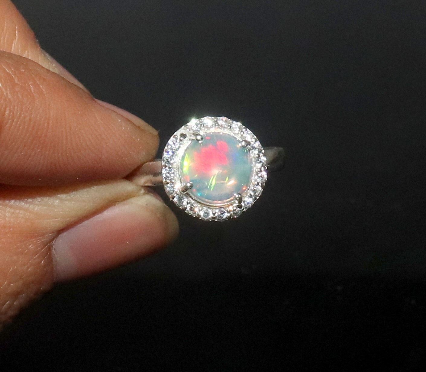fire opal ring with 925 silver opal gemstone ring unisex rings Natural Ethiopian