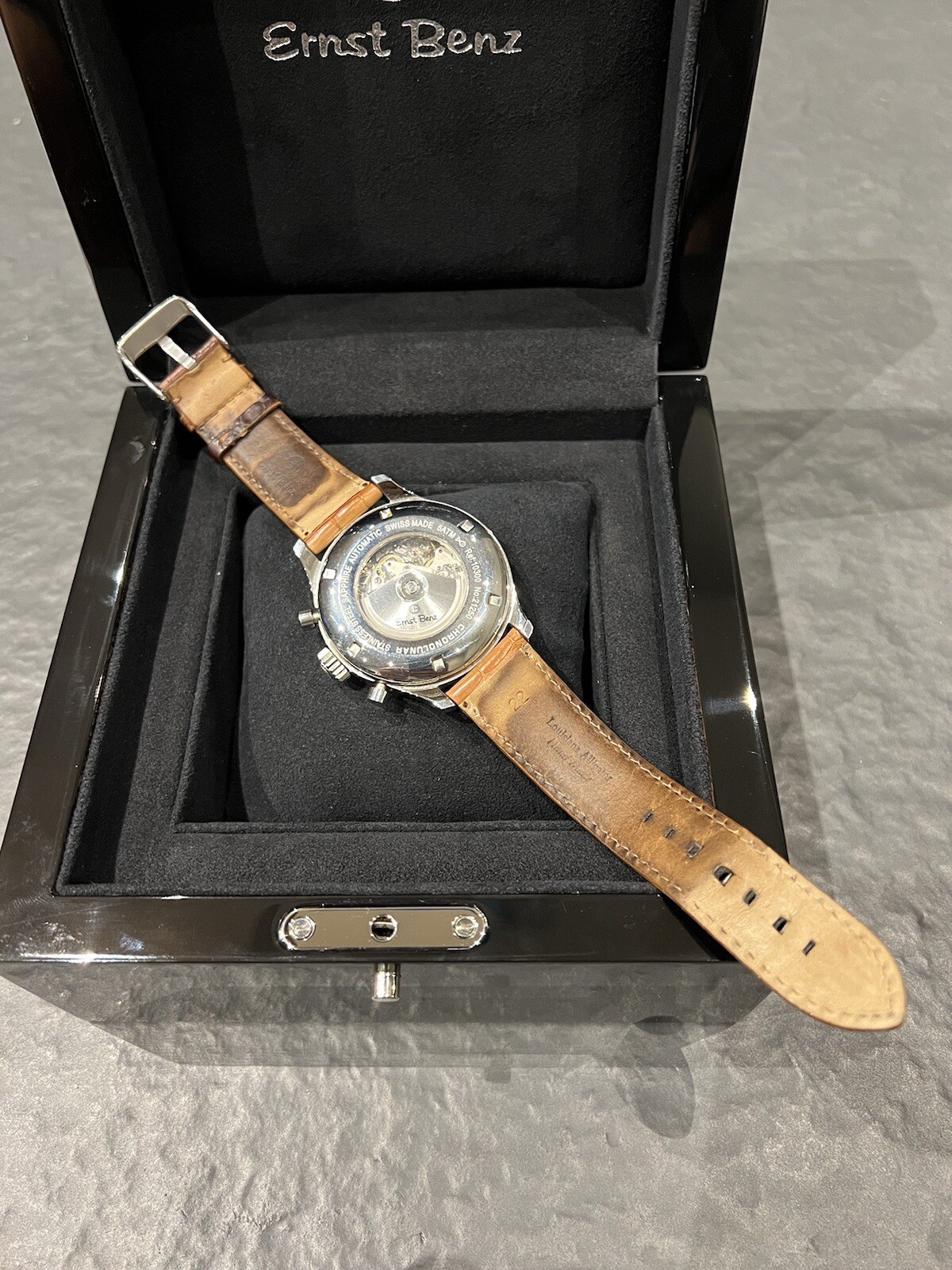 Ernst Benz Chronolunar 47mm White Dial with Brown Leather Band