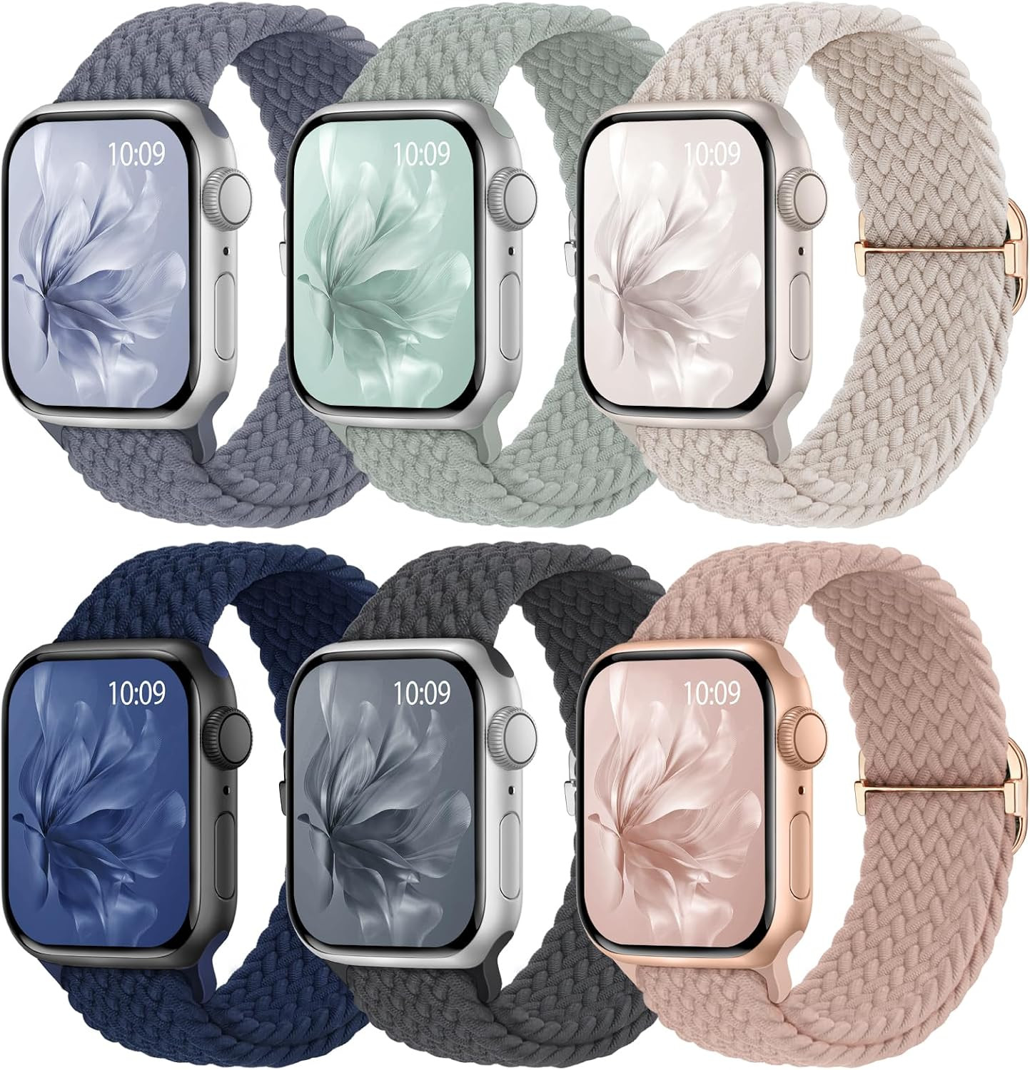 6 Pack Braided Stretchy Bands Compatible with Apple Watch 38Mm-49Mm Women Men