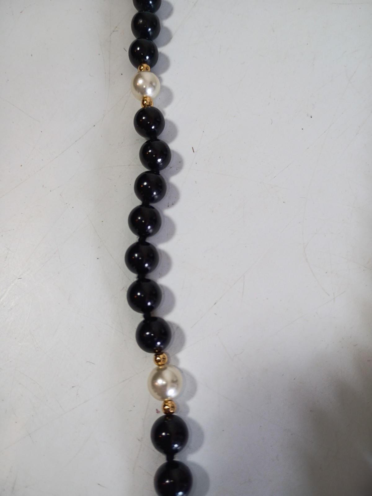 Estate Black Jade 14K Gold Pearl Double Koi Fish Beaded Necklace 28″