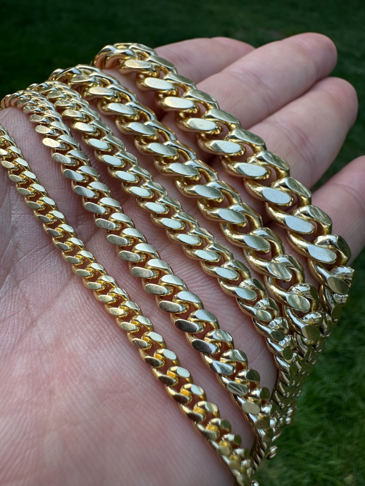 Miami Cuban Link Chain Bracelet 14k Gold Plated Solid 925 Silver Box Lock ITALY