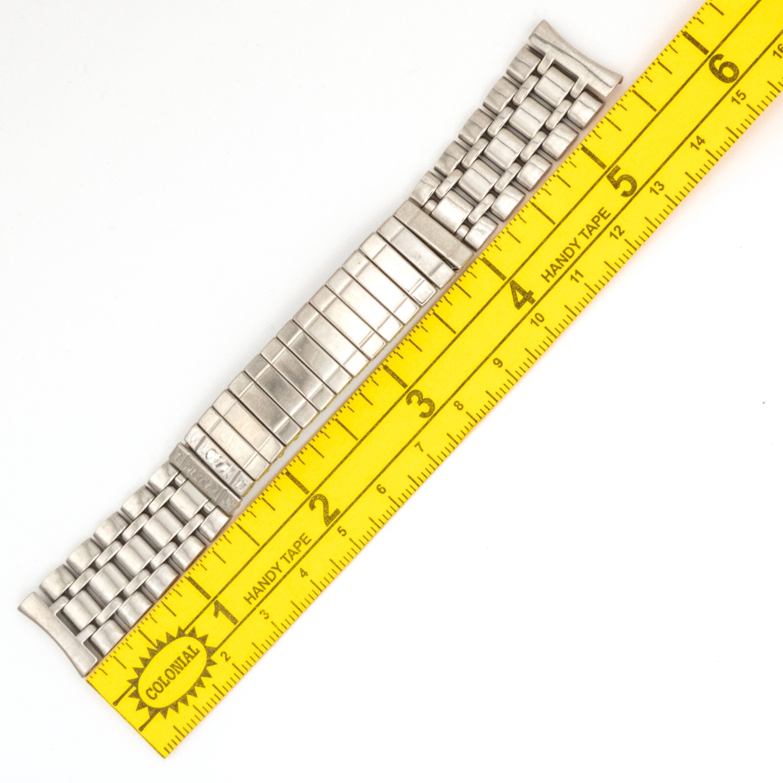 Vintage 17.4 mm stainless steel wristwatch bracelet with center expansion