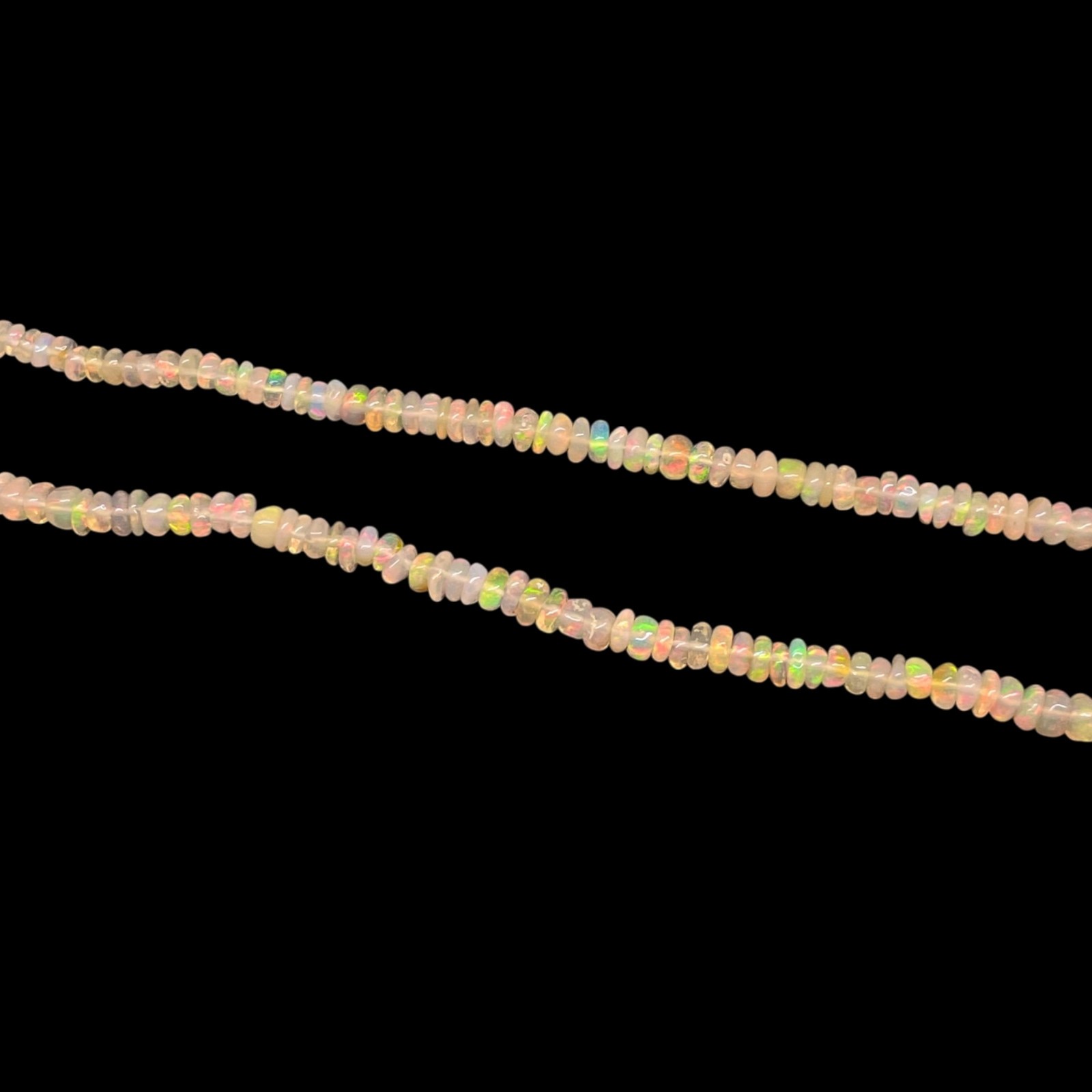 18 Inch Natural Ethiopian Opal Beads Necklace Flashy Cabochon Gems 925 Clasp