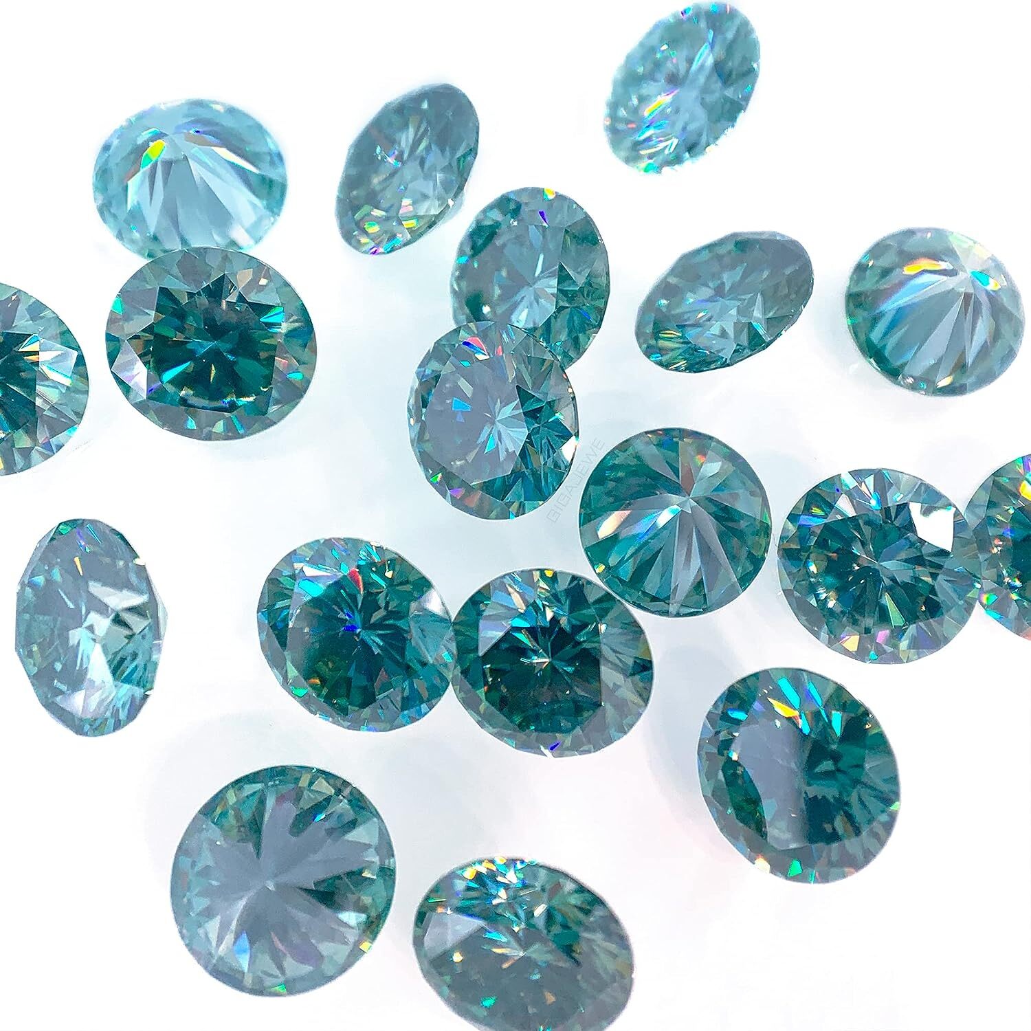 1~12ct VVS1 Blue Green color Round Excellent Cut Moissanite Loose Gemstones &GRA