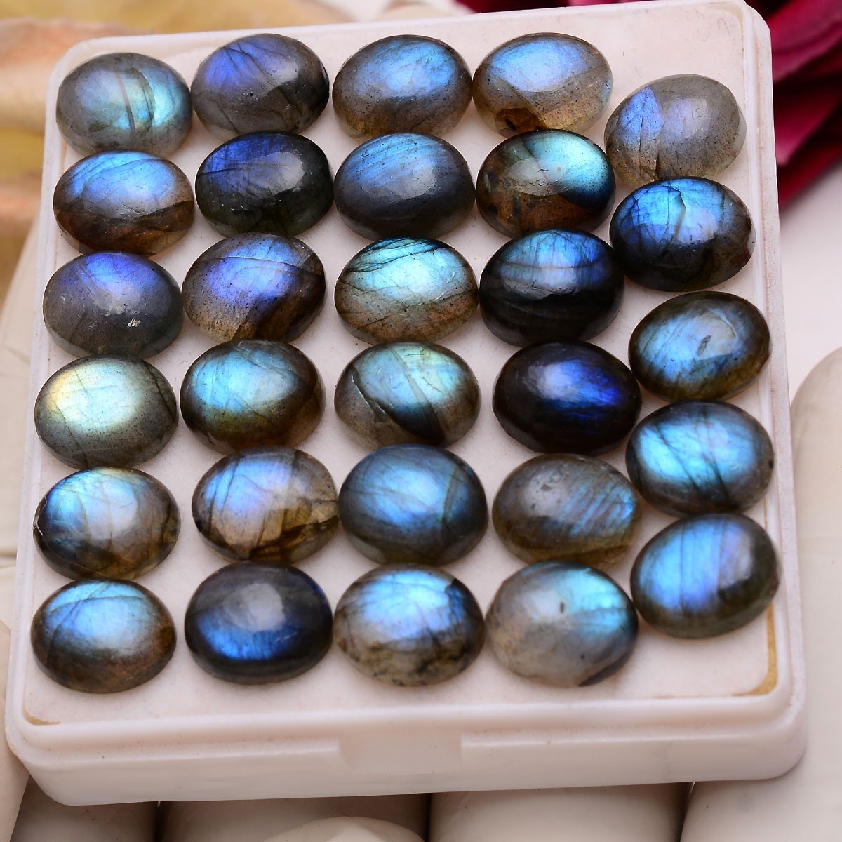 29 Pcs Natural Labradorite Blue Shine 11mmx9mm Oval Cabochon Loose Gemstones Lot