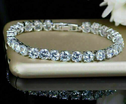 5.00 Ct Round Cut Moissanite Beauty Tennis Bracelet 14k White Gold Plated Silver