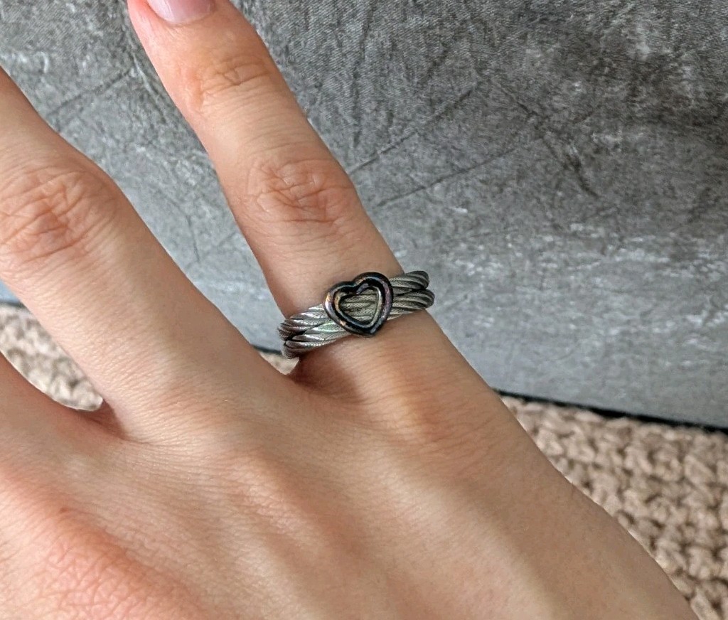 Vintage Charriol Stainless Steel Cable Heart Ring Sz US 6-7