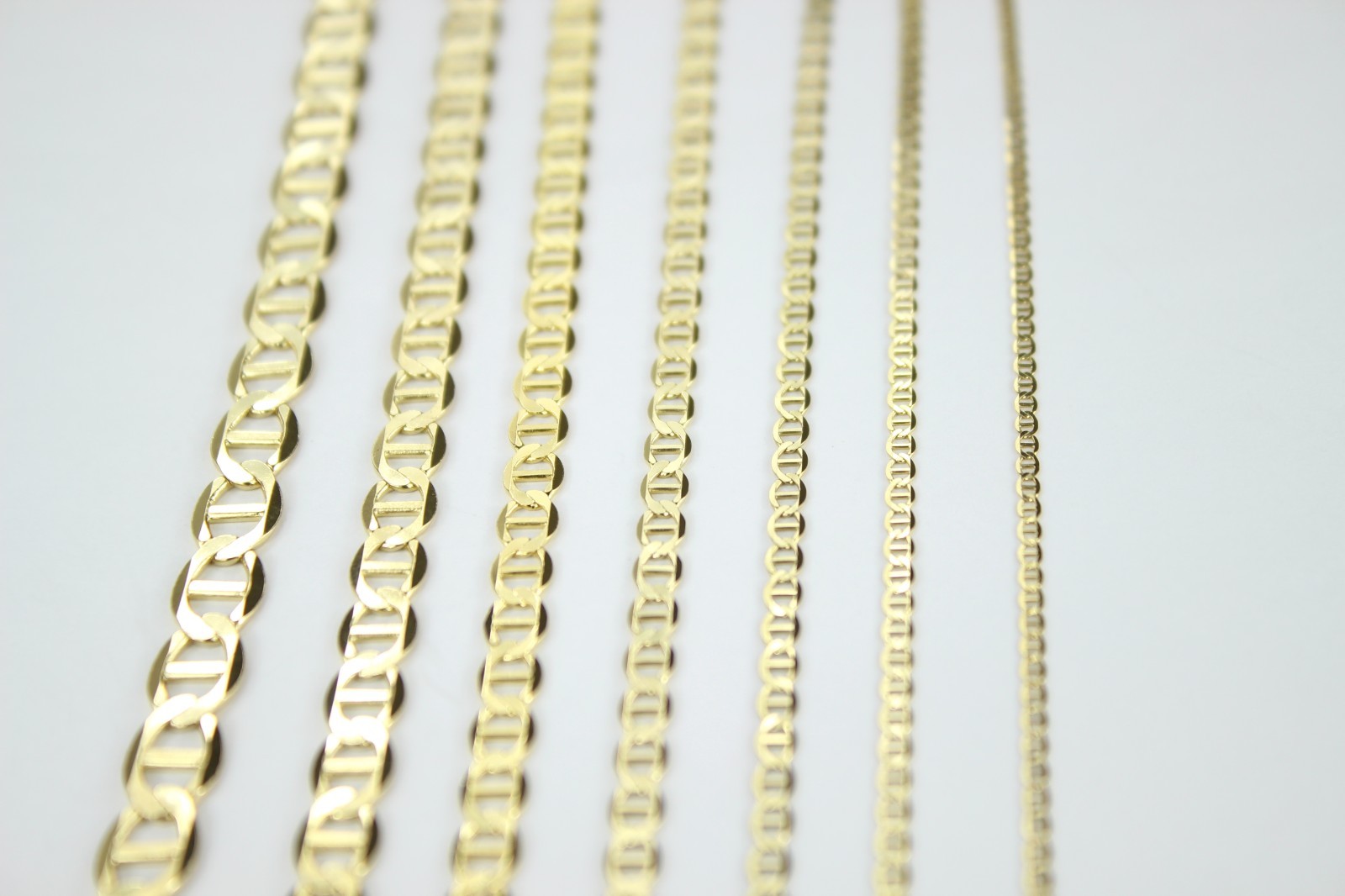 Authentic 10K Solid Yellow Gold Mariner Necklace Link Chain 2mm-7.5mm 16″~30″