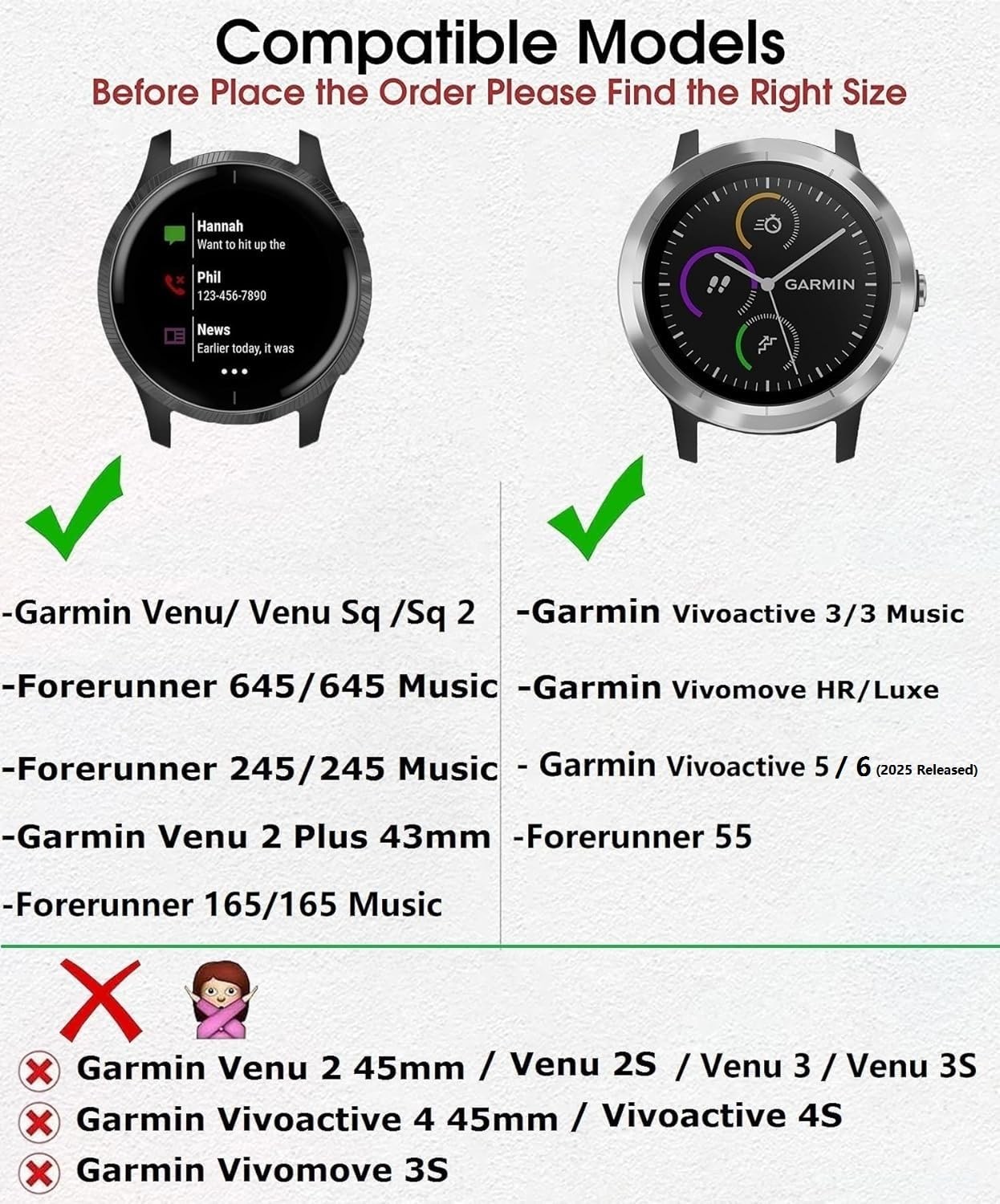 GARTOO 20mm Metal Bands for Garmin VivoActive 6/5/3,Forerunner 165/55/245/645…