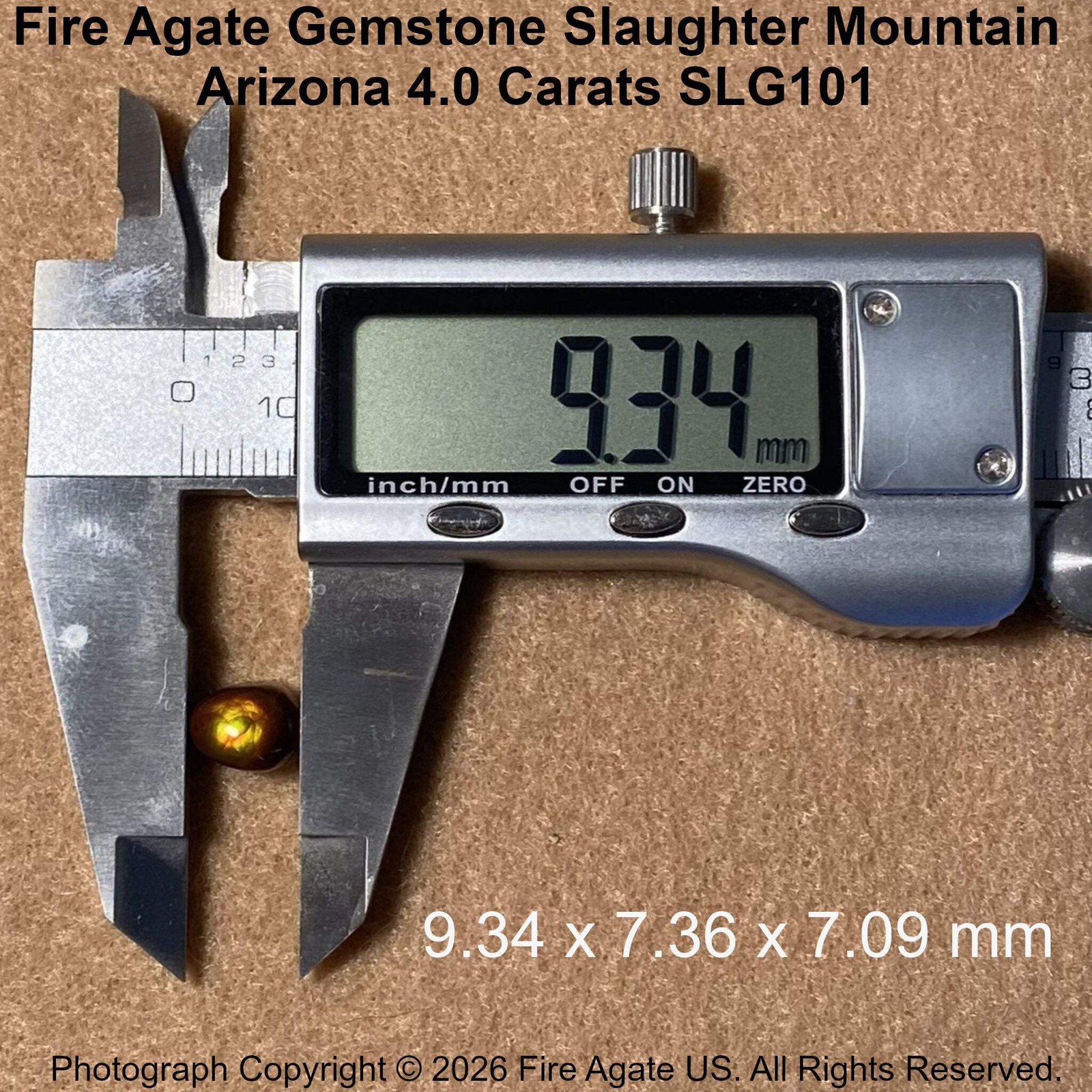 Fire Agate Gemstone Slaughter Mountain Arizona 4.0 Carats SLG101