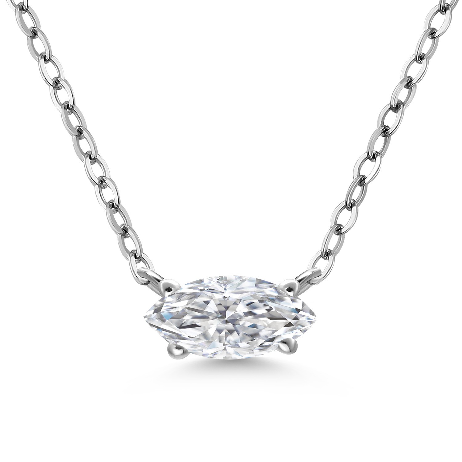 925 Sterling Silver White Moissanite Pendant Necklace for Women | 0.50 Cttw |