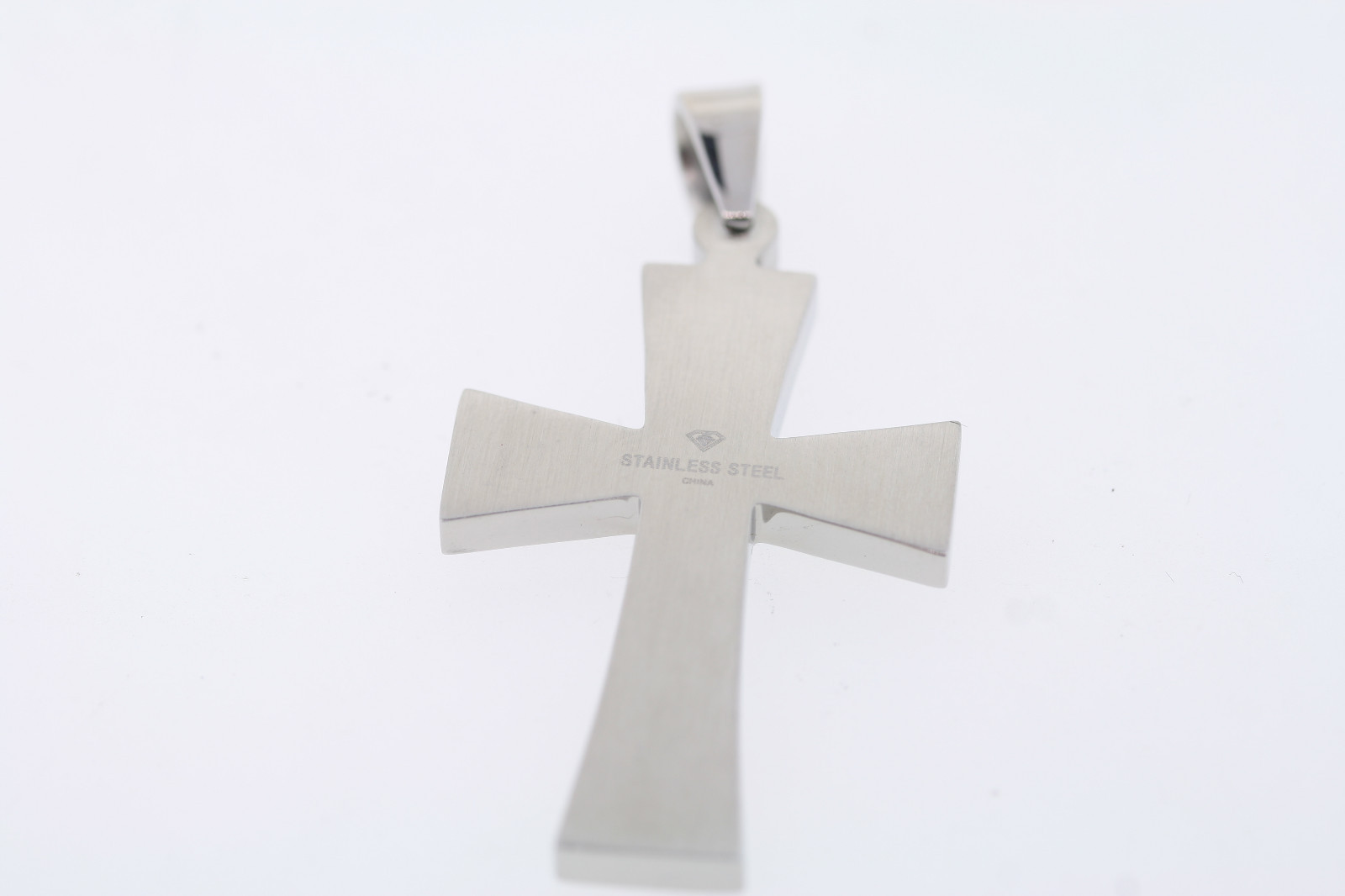 Stainless Steel & Black Resin Inlay Cross 1″ X 2″ Pendant