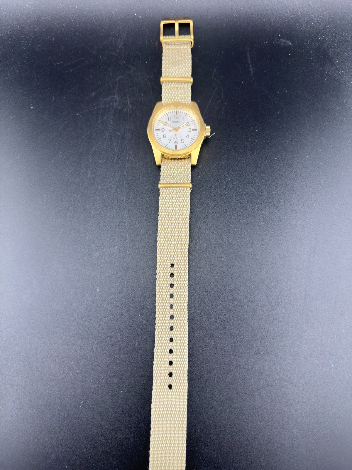 Seiko SUS Nano Universe Men’s Silver Dial Gold Tone 35mm Quartz Watch 7N01-0KL0
