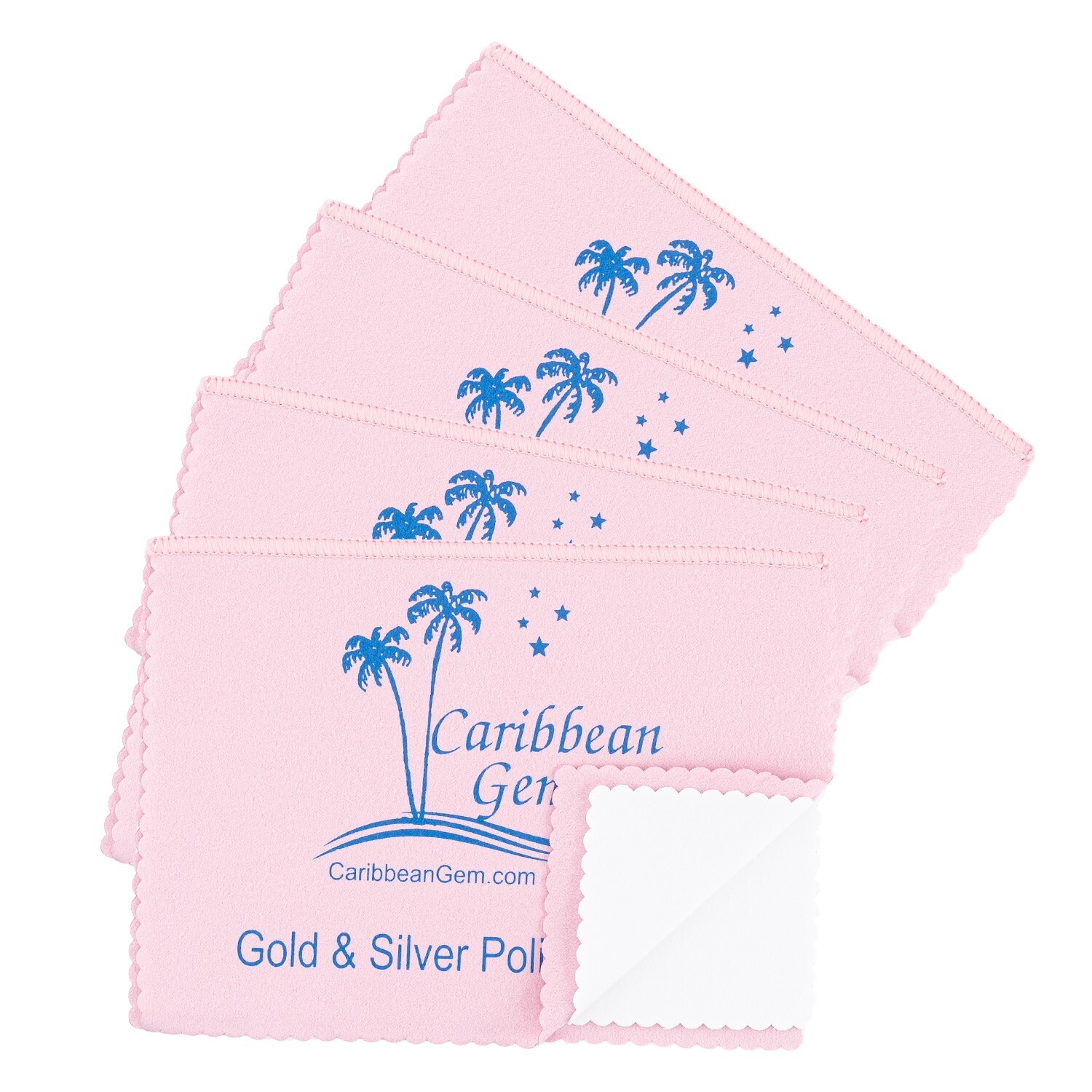 Caribbean Gem Jewelry Cleaner 4 pack Polishing Cloths For All Type Of Jewelry