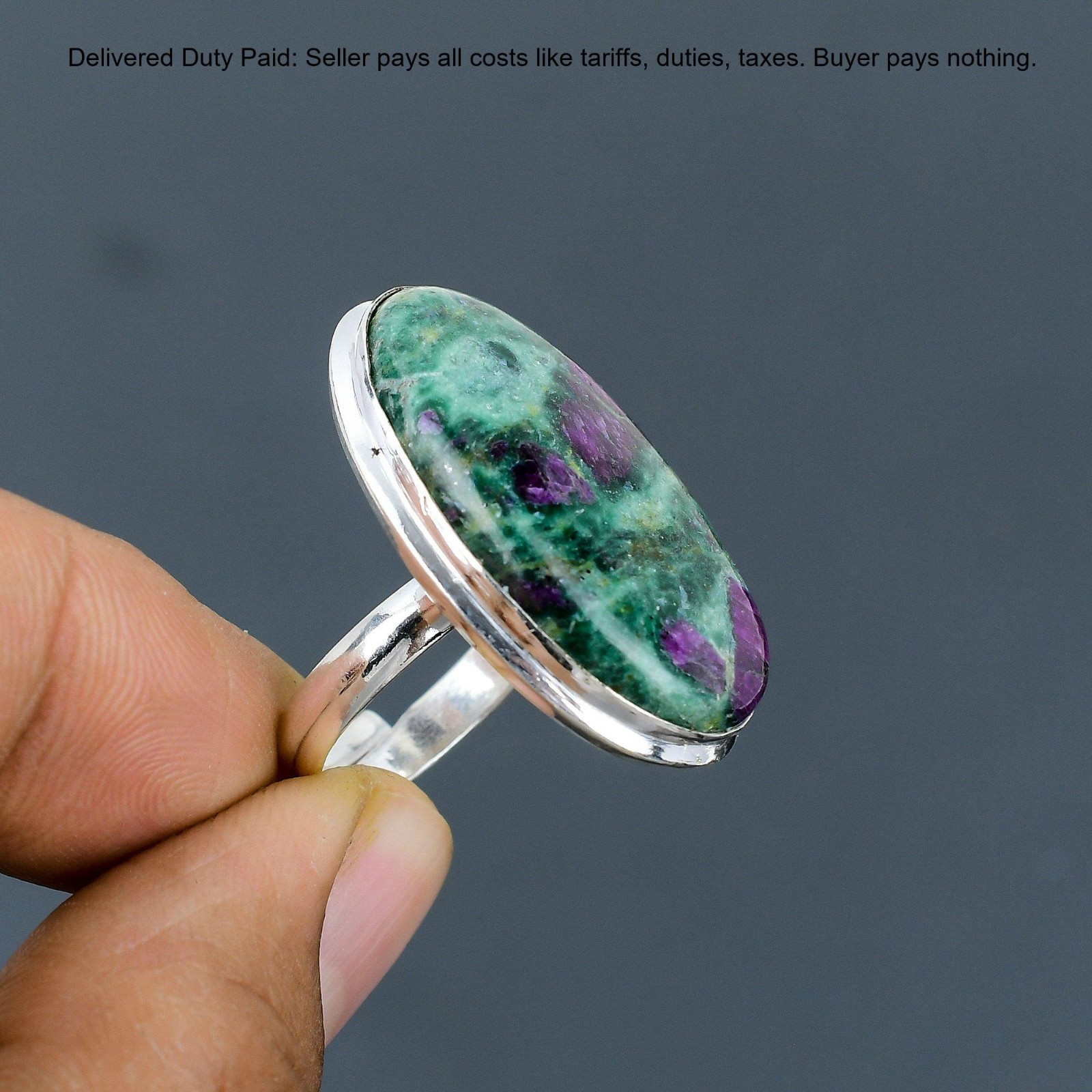 Valentines Deal Natural Ruby Fuchsite 925 Sterling Silver Promise Ring Jewelry