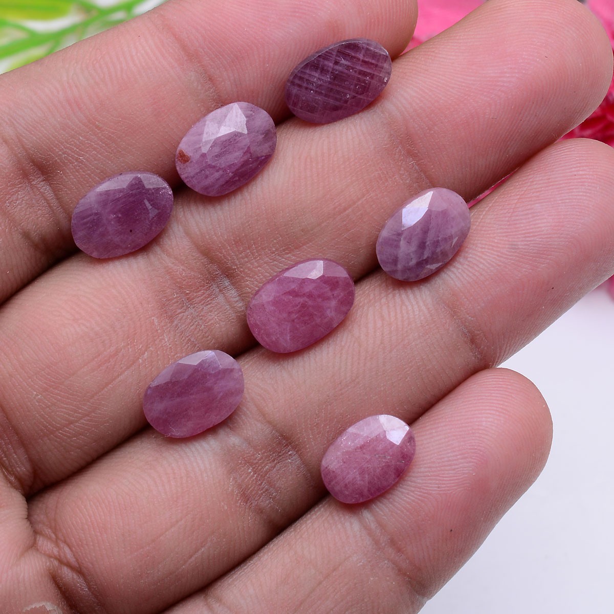 7 Pcs Natural African Ruby Oval Cut Stunning 10.71mm-11.85mm Loose Gemstones Lot