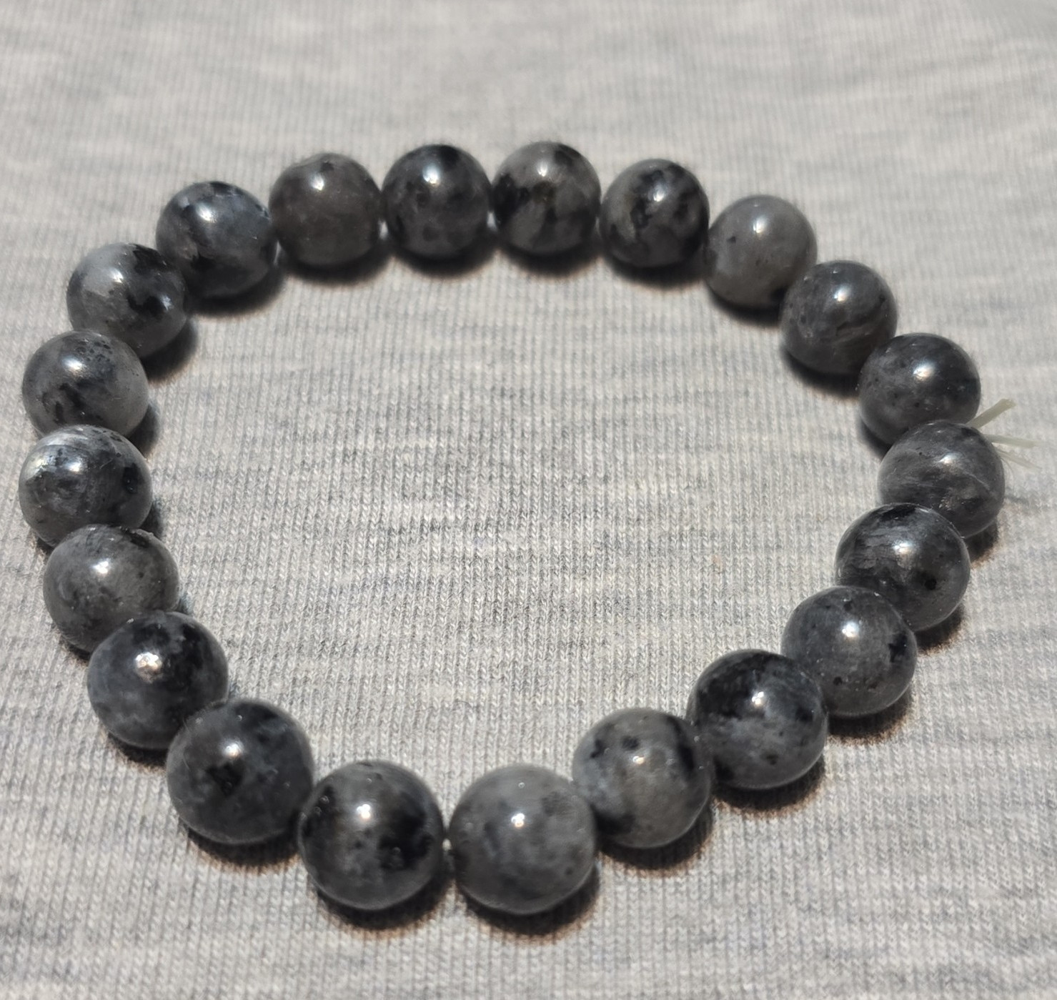 Larvikite Natural Gemstone Bracelet Handmade Stretch Beaded 6mm – 7″