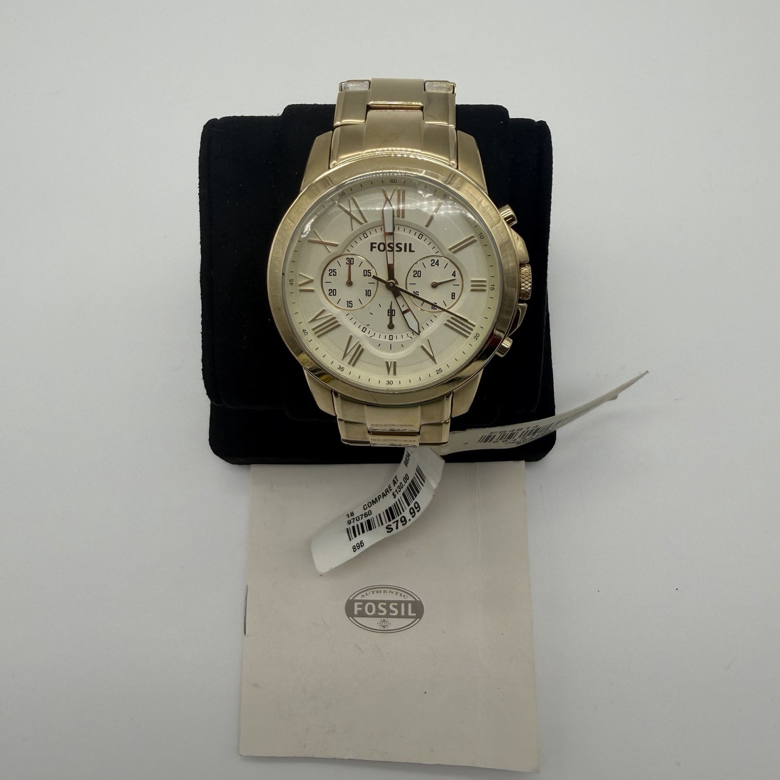 Fossil Chronograph Watch Model Fs4814 Gold Tone