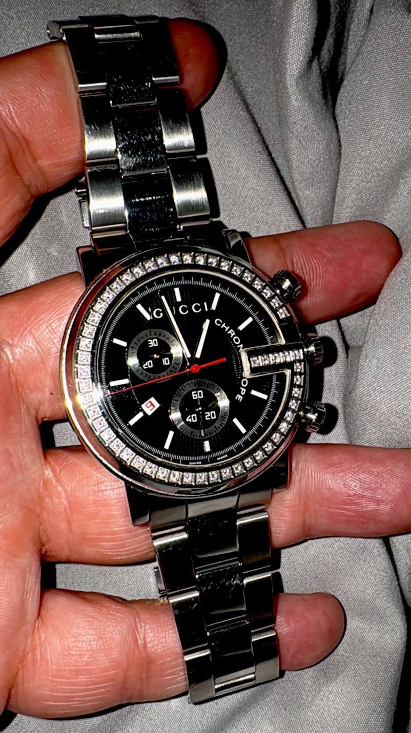 Mens Gucci 101M Chronoscope Diamond Watch Factory Set Luxury Joe Rodeo Benny Co