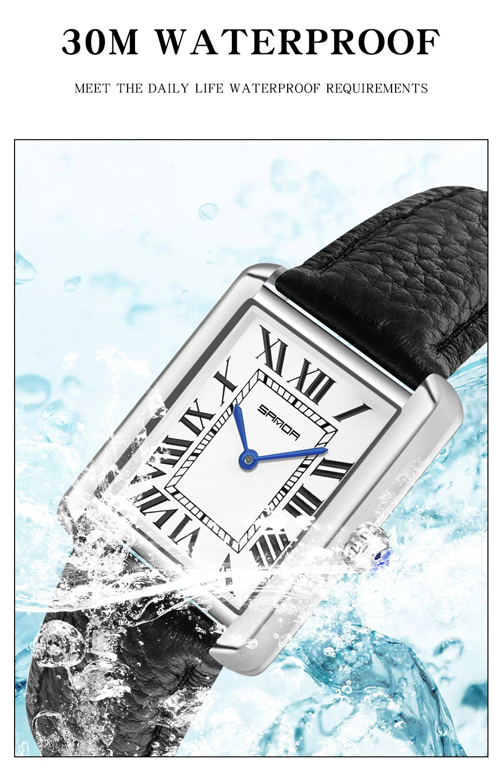Fashion Roman Time scale 1108 Rectangular Couple Frank Watch Silver Luxur