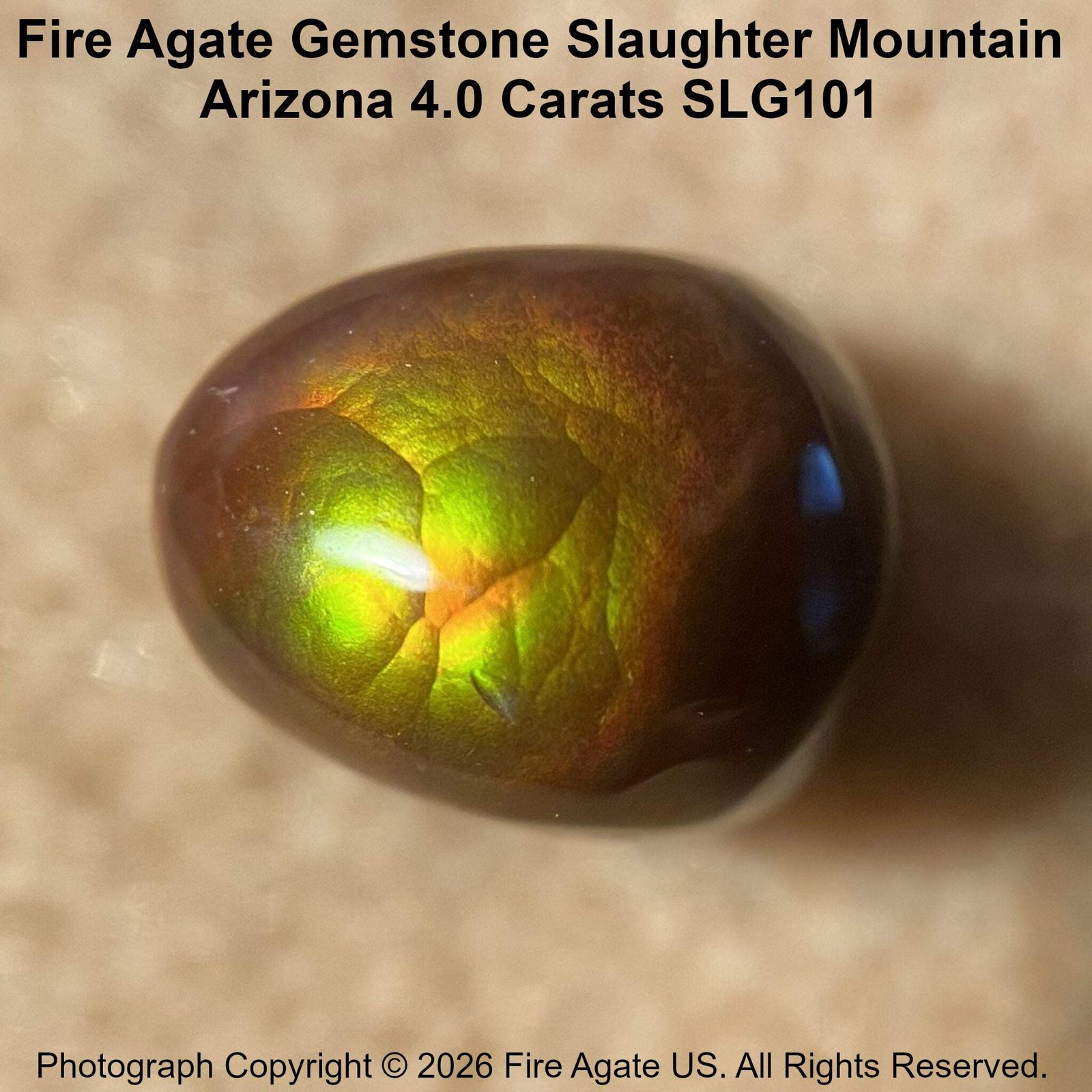 Fire Agate Gemstone Slaughter Mountain Arizona 4.0 Carats SLG101
