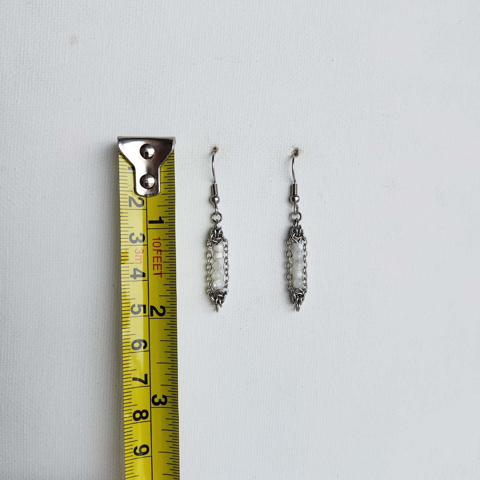 Vintage artisan made long victorian style dainty dangly stainless steel earrings
