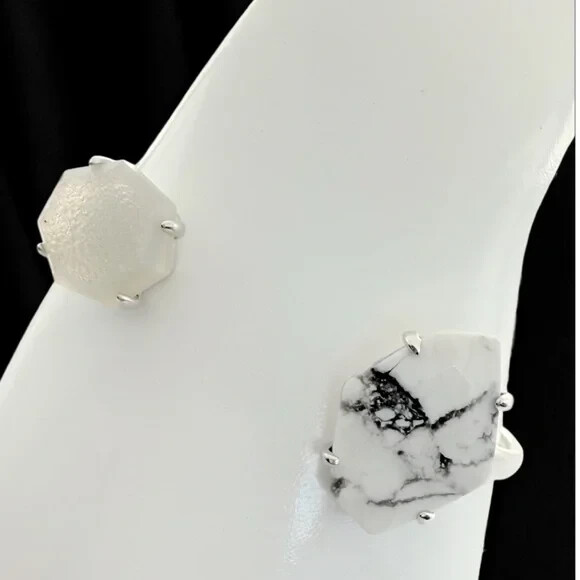 KENDRA SCOTT Silver Cynthia White Mix Stone Cuff Bracelet.