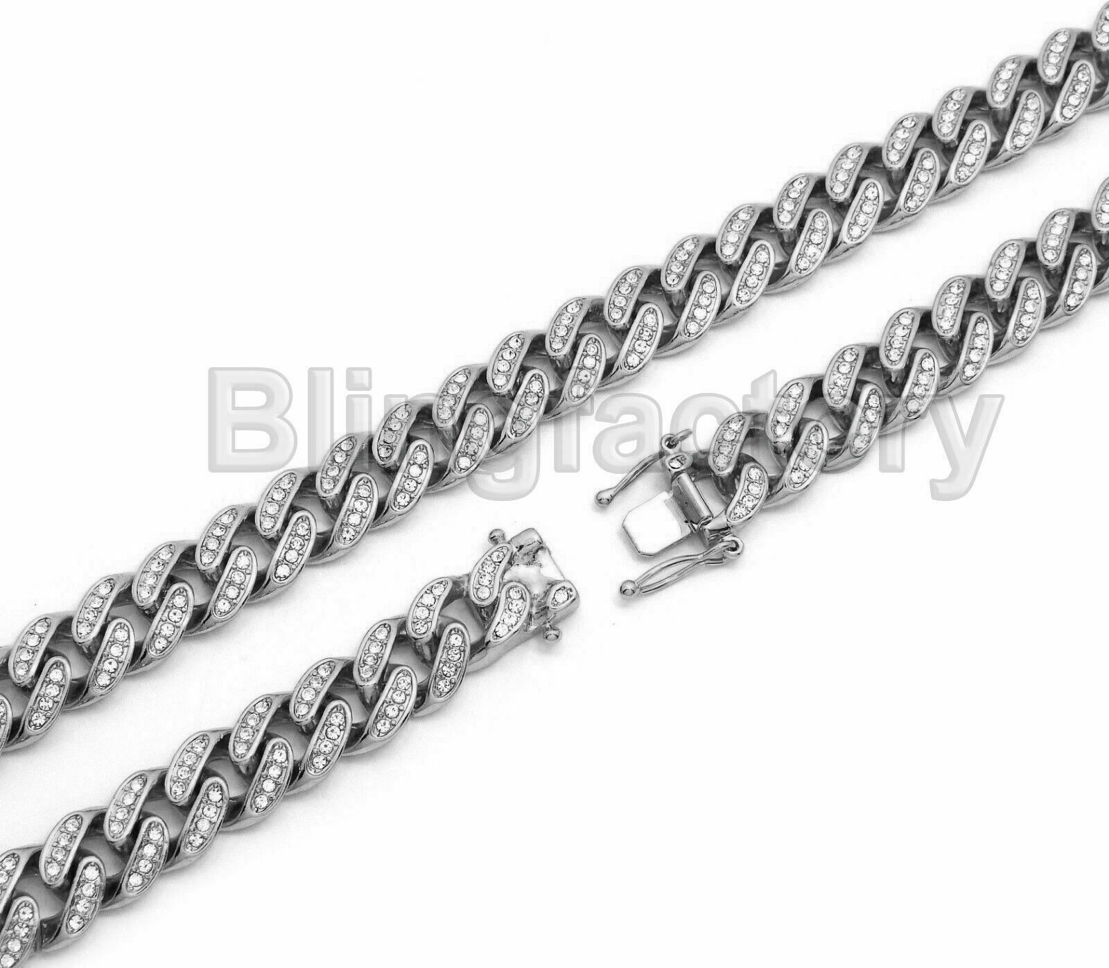 Wu Tang Pendant & 16″ 18″ 20″ 24″ Iced Cuban Chain Silver Tone Hip Hop Necklace