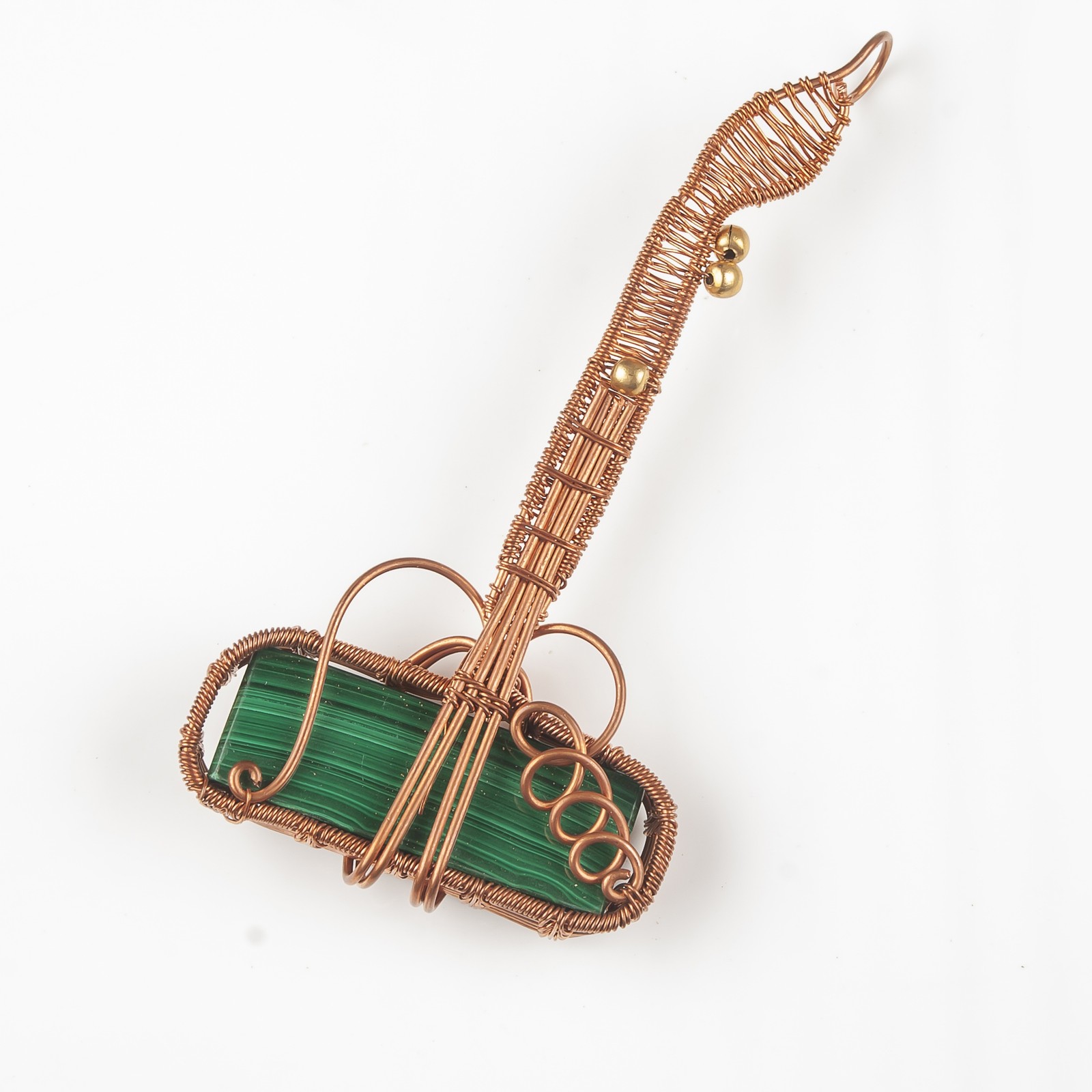 Copper Malachite Gemstone Boho Wife Birthday Bezel New Wire Wrap Trendy Pendant