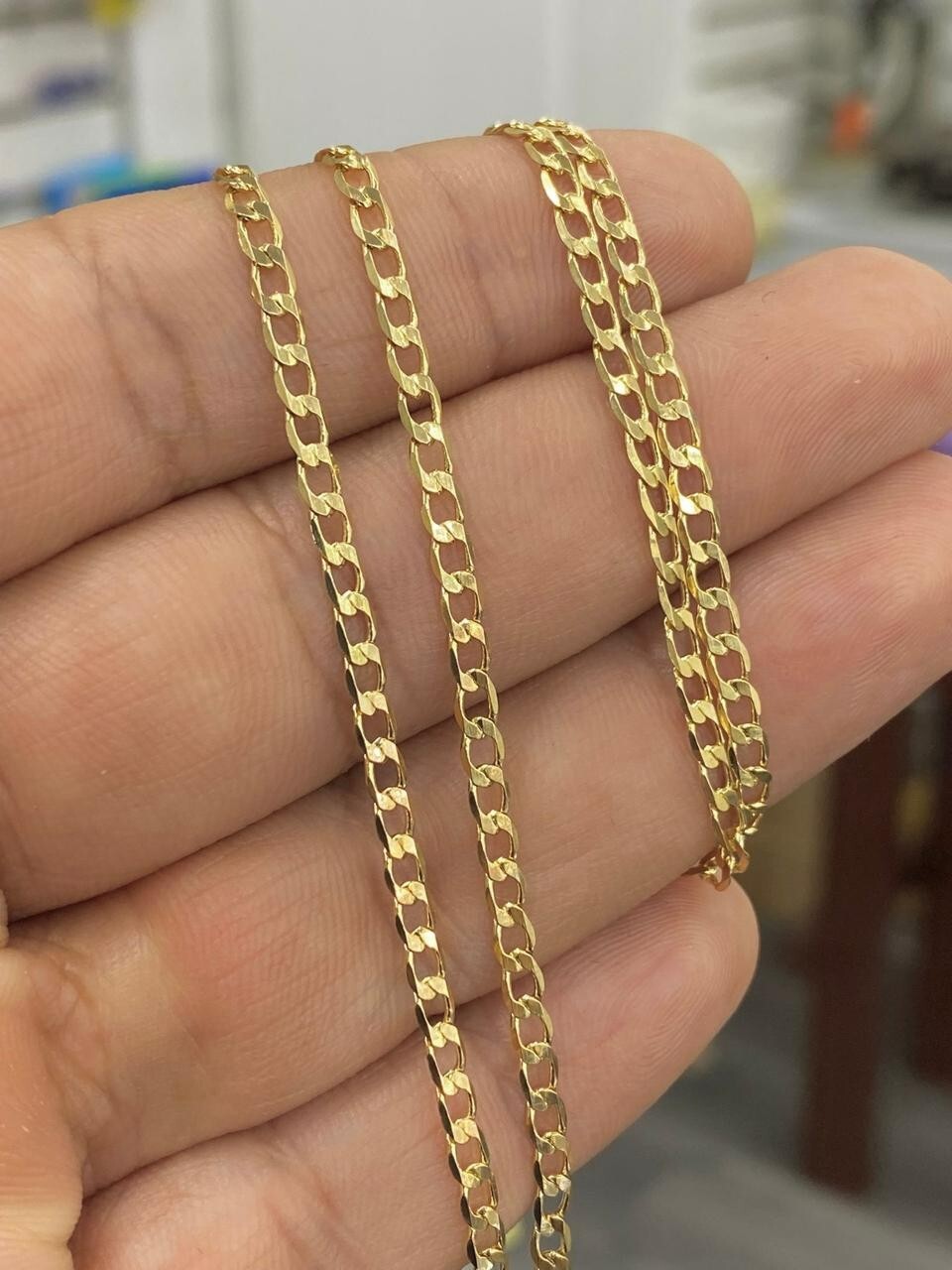 Curb Chain Necklace for Men Women 24 inch 14K Gold Filled Cuban Link Cadena