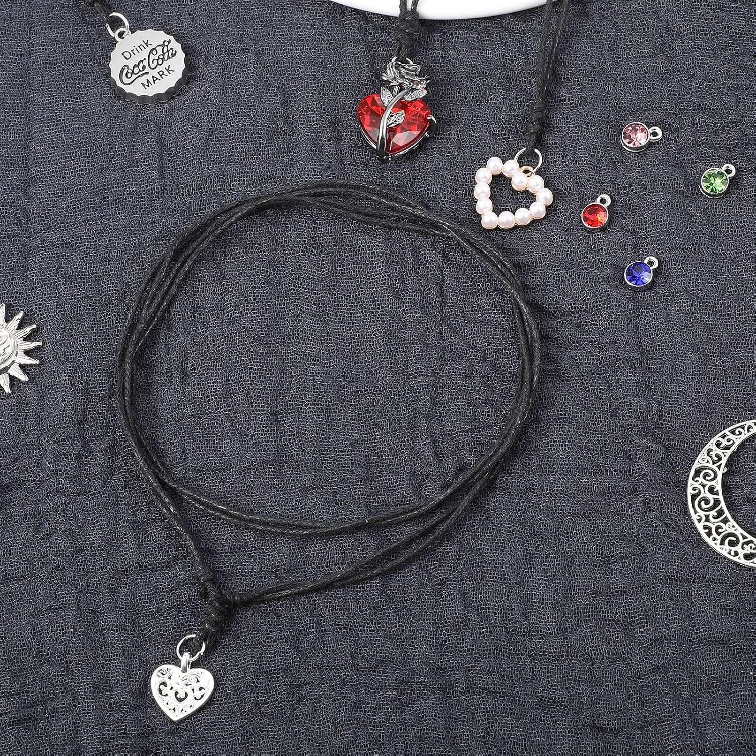 10PCS Necklace String Necklace Cord Black Adjustable Leather Rope Necklaces for