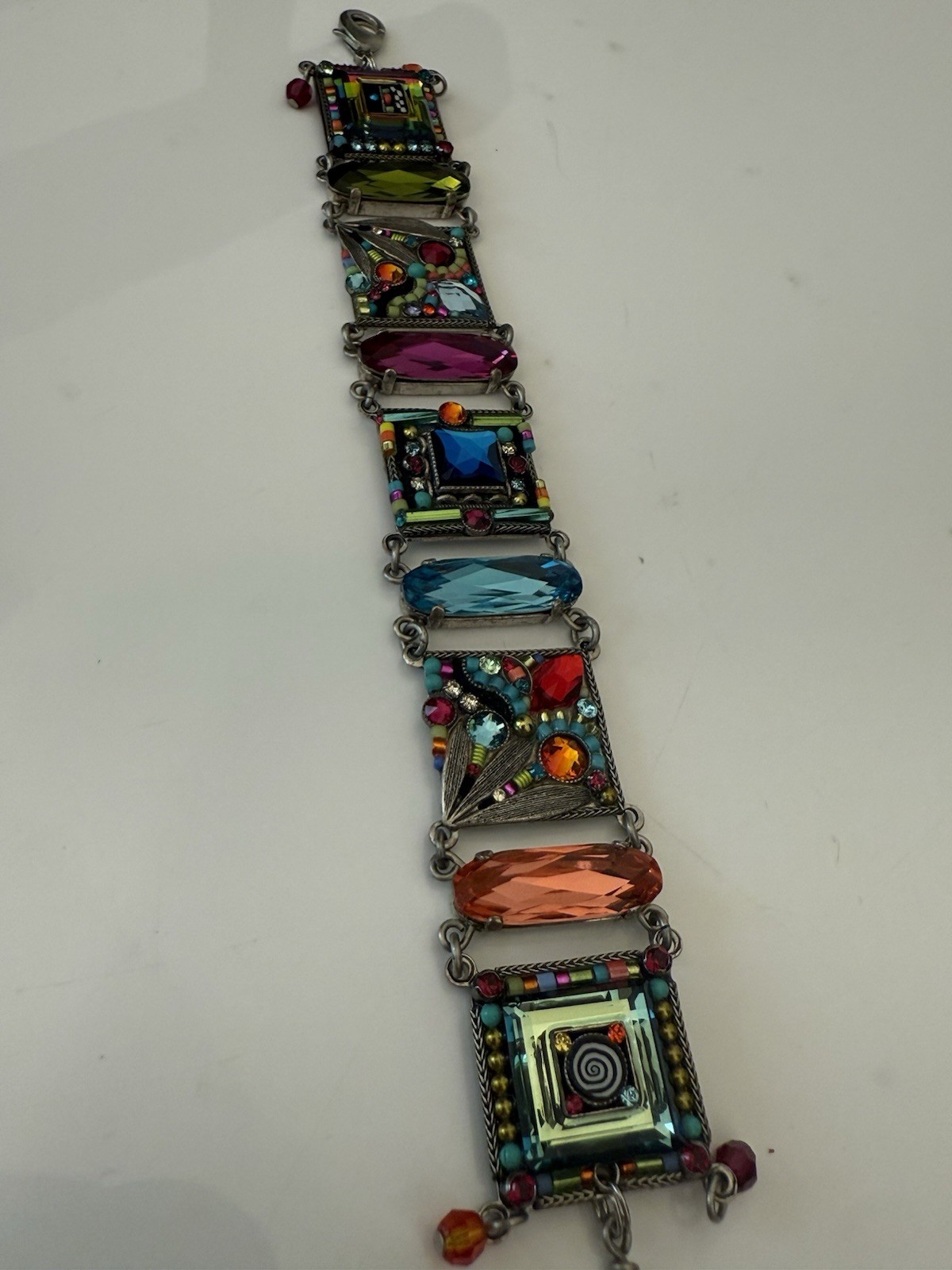 7-8″ Adjustable Crystal & Bead Mosaic FIREFLY Bracelet Stunning Color and Shine