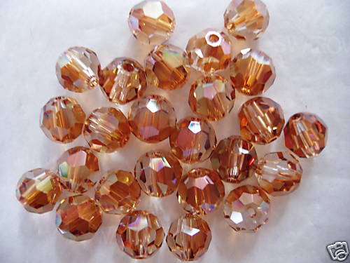 25 pc SWAROVSKI CRYSTAL COPPER 6mm Loose BEADS #5000 Round, Wedding, Free Ship