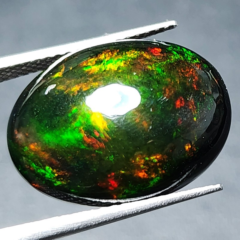 Natural Ethiopian Black Opal AAA+ Collector Welo Oval Cabochon Fire Play 7.05Ct