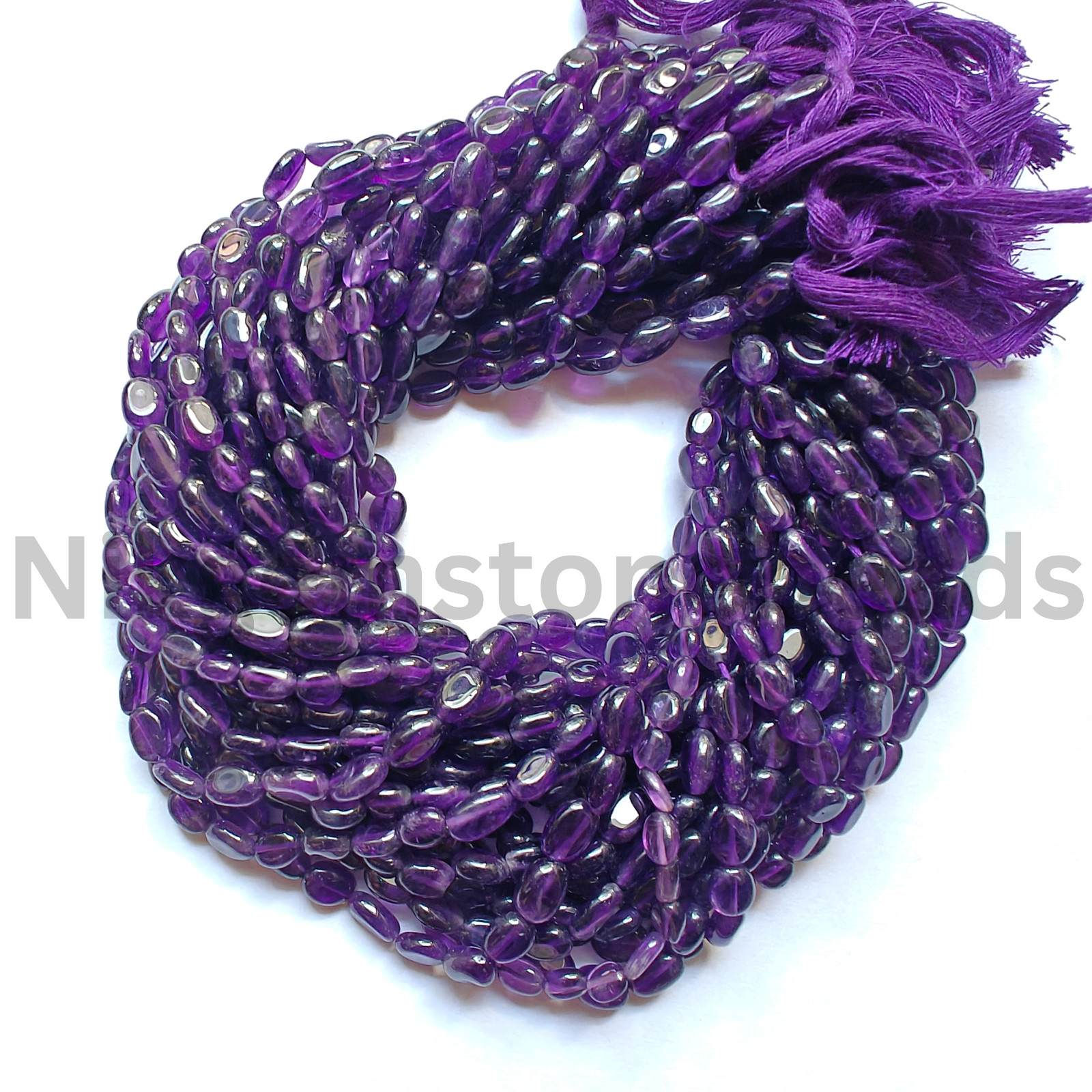 Natural Amethyst Gemstone Beads, Smooth & Plain Oval Cut Beads, 7.50-10.00 MM.