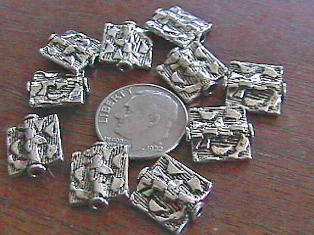 12.5mm x 11mm x 3.5mm Pewter Square Beads (20) Lead-Safe (MFP614S)
