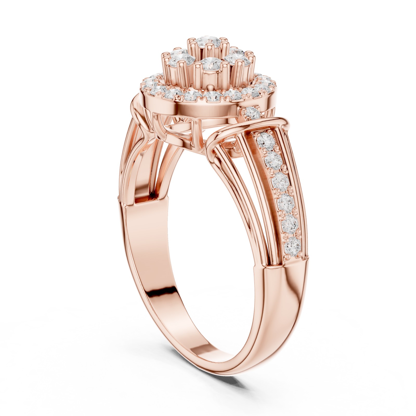 Real Diamond Ring 14K Gold Over Round Cut Engagement Wedding Women Jewelry E668