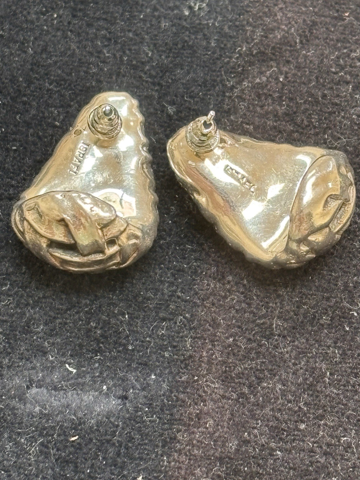 E&L ISRAEL ELECTROFORM CROSS HATCH WEAVE CLIP EARRINGS