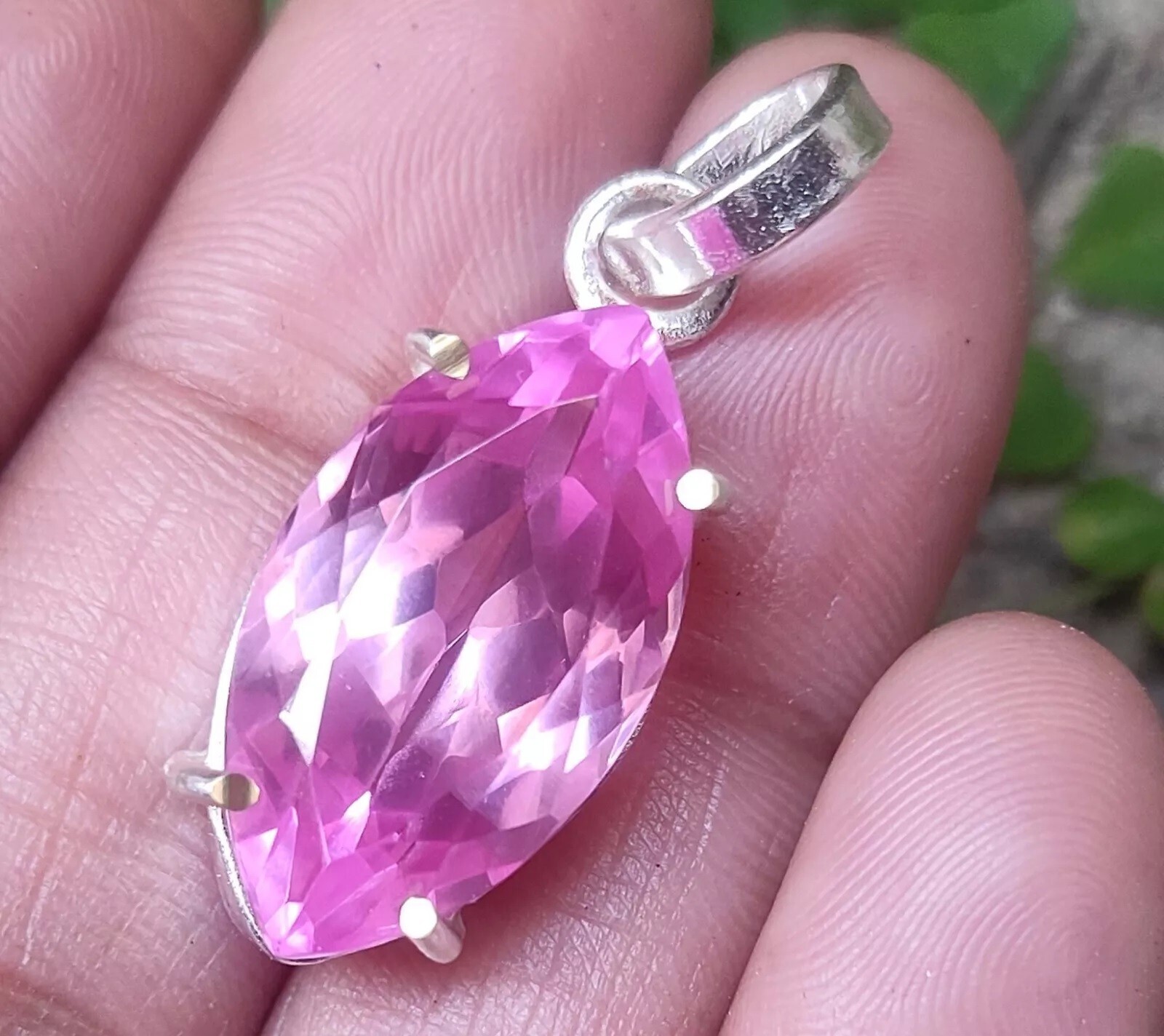 Natural 33.50 CT Pink Sapphire Marquise Certified Gemstone Pendant 925 Silver
