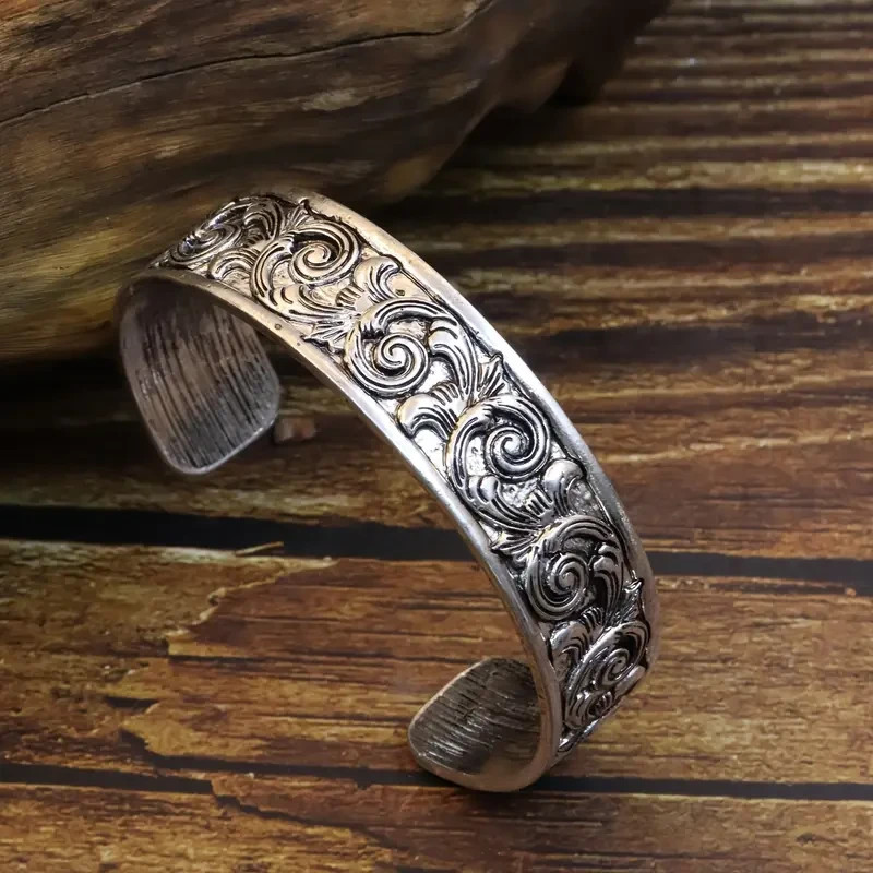 925 Sterling Silver Vintage Style Tibetan Tibet Bracelet Bangle One Size Fit All