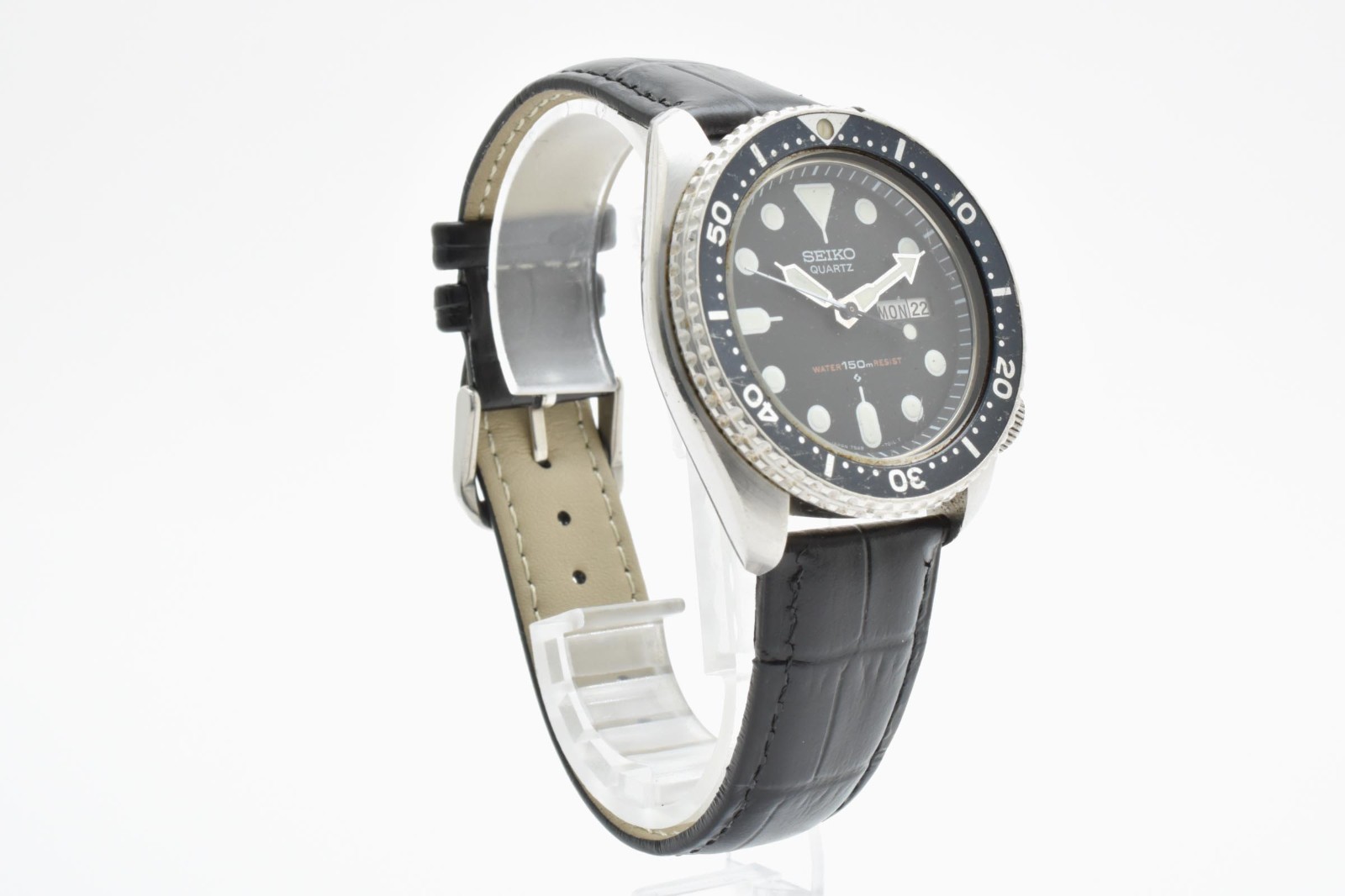 【EXC+5】SEIKO 7548-7000 Diver Black Dial Quartz Men’s Vintage Watch From JAPAN
