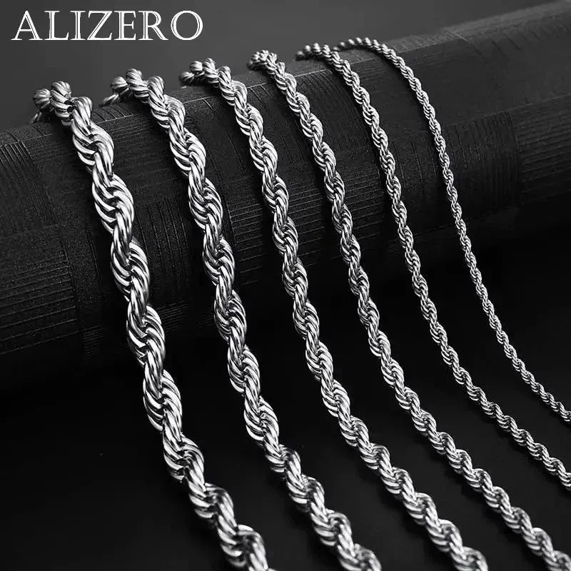 New Men’s Italian 4mm Diamond Cut Rope Chain Solid 925 Sterling Silver Necklace
