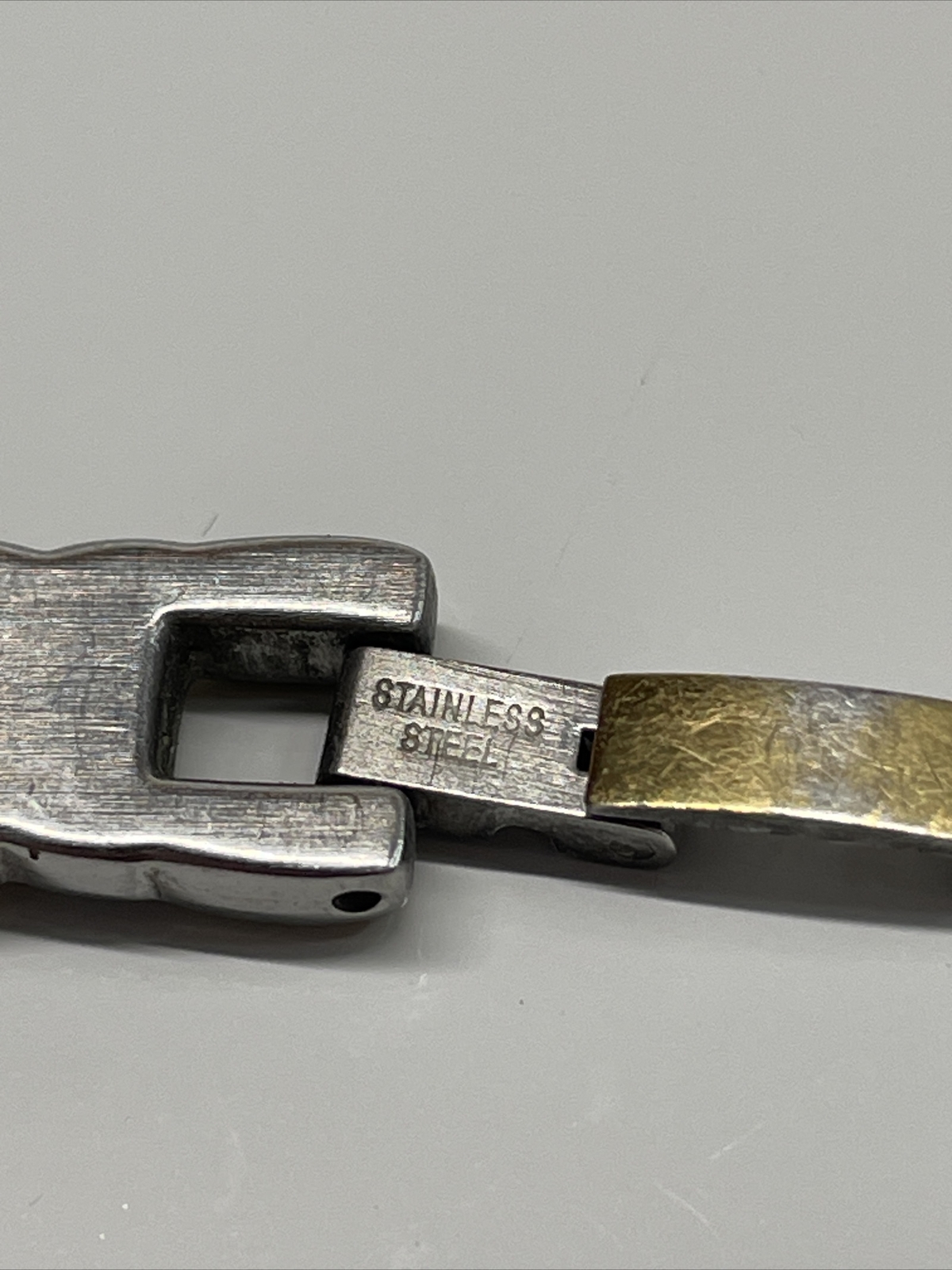 FDP Stainless Steel Magnetic Link Bracelet Silver And Gold Tone Long VTG A268