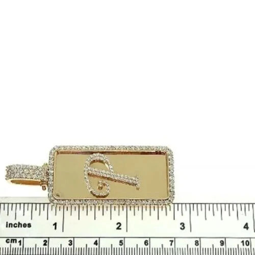14k Yellow Gold Plated 3Ct Round Cut Moissanite Dogtag Initial P Letter Pendant