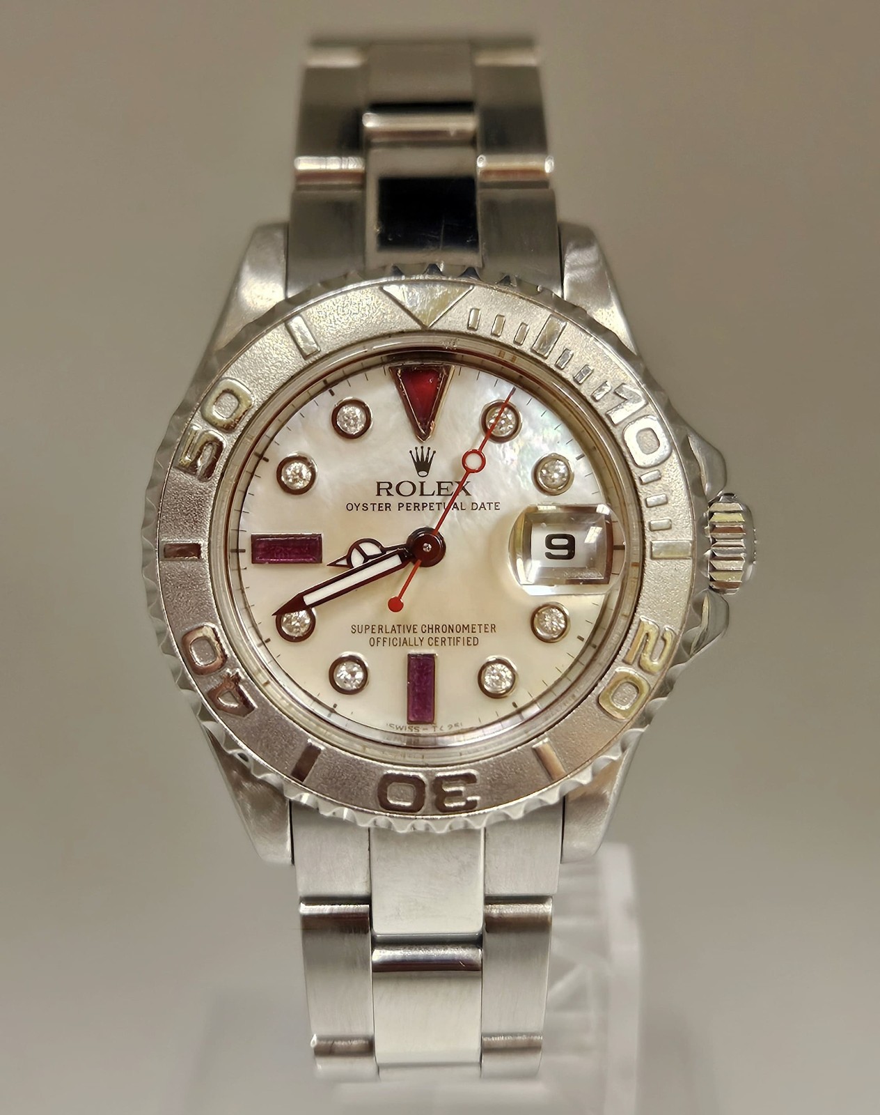 Rolex Yacht Master Lady Stainless Steel Watch Platinum Dial & Bezel 29mm 169622
