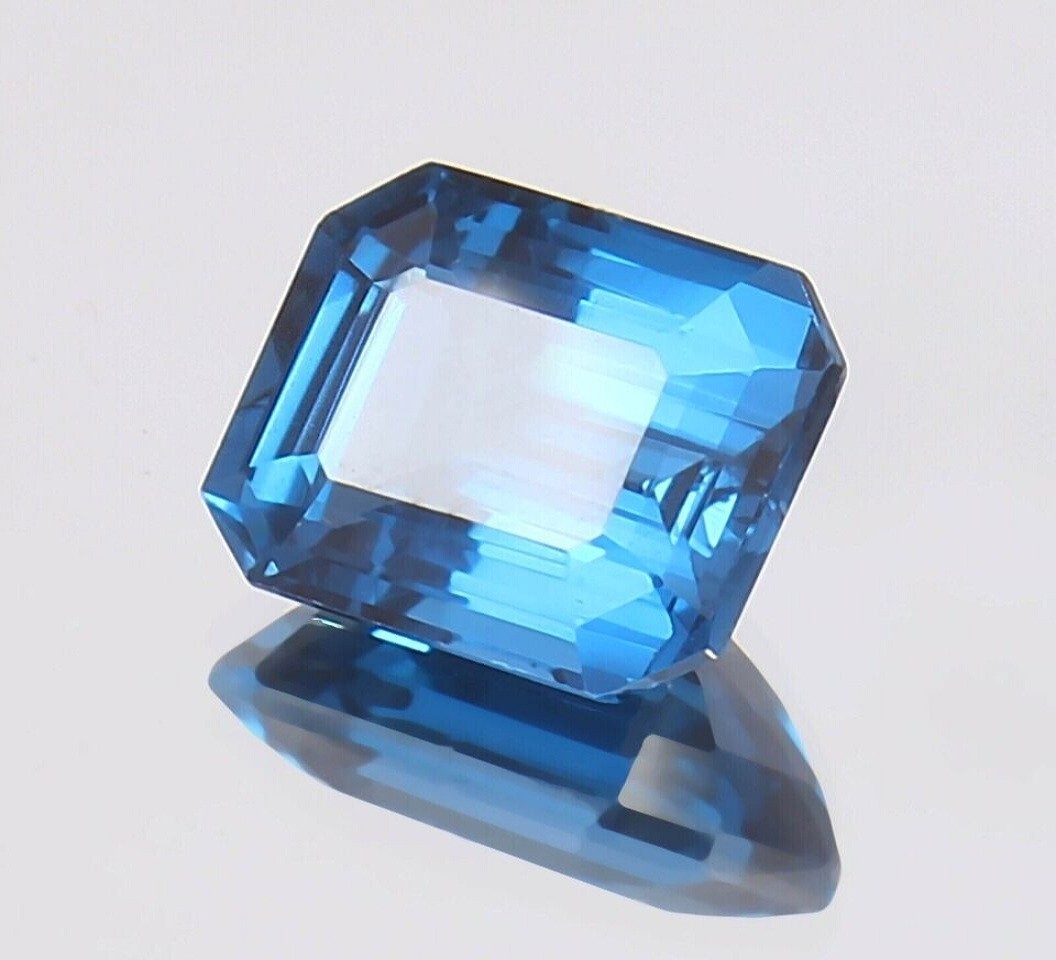 A++ London Blue Topaz Natural 14-15 Ct Radiant Cut Loose EGL Certified Gemstone