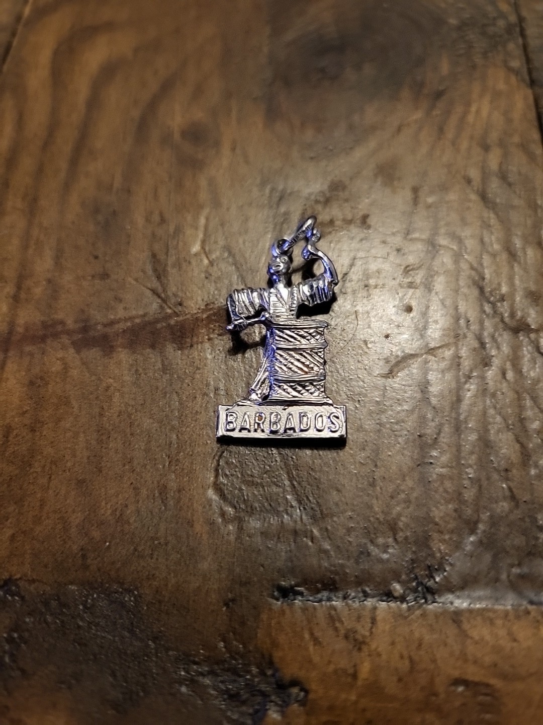 Barbados 925 Solid Sterling Silver Charm Pendant Drummer 1 1/2 Inch