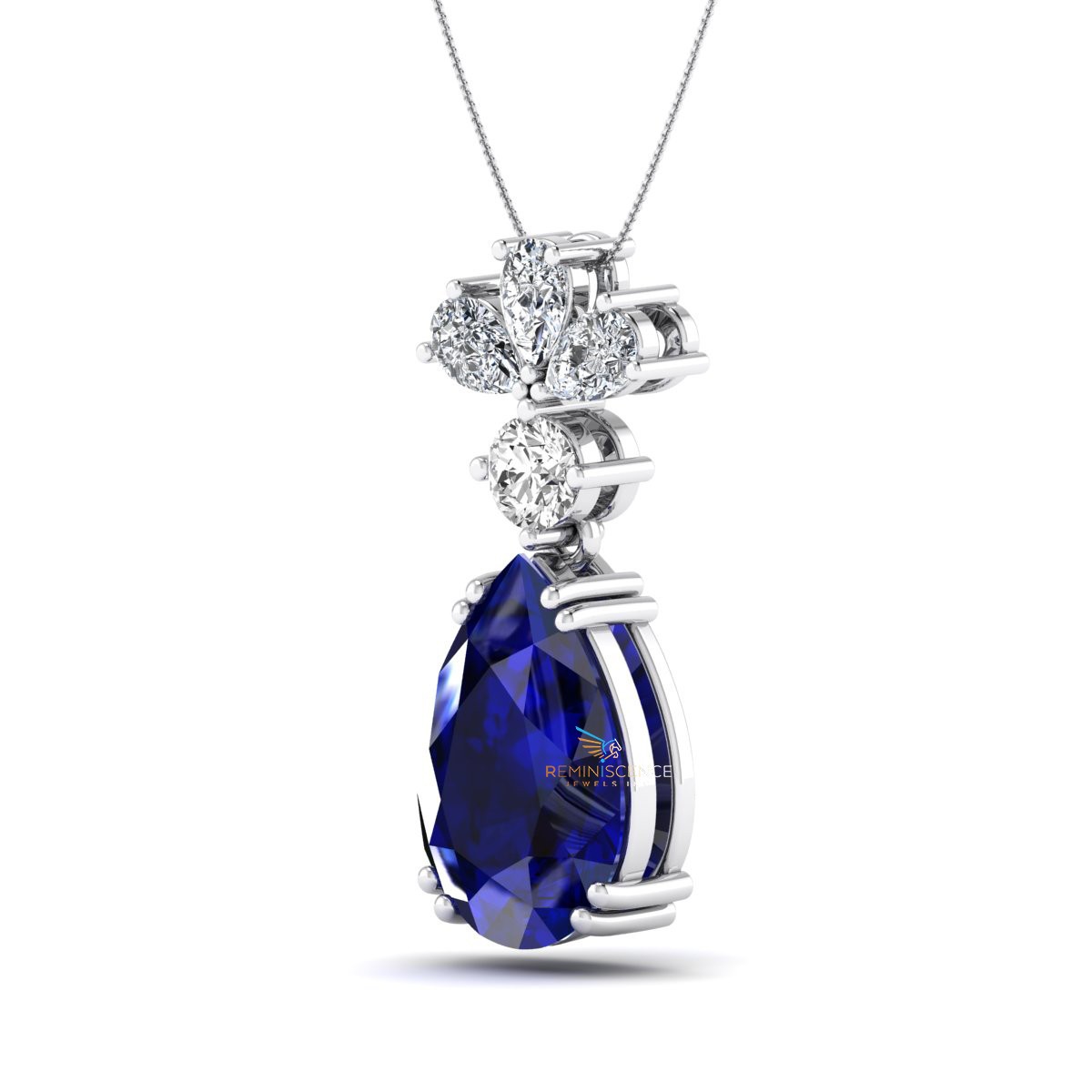 Pear Cut Lab Grown Diamond 14K White Gold Stylish Teardrop Women’s Necklace