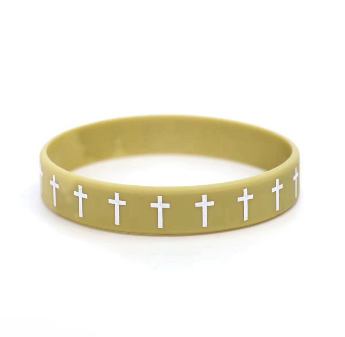 3 PCS Silicone Cross Bracelet Set Black White Olive Christian Wristbands Faith