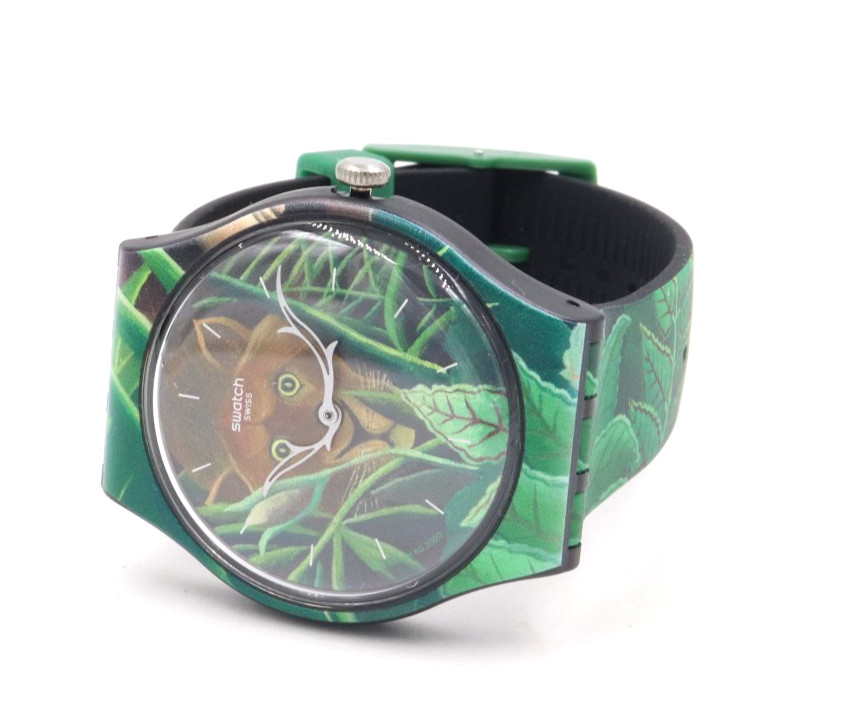 New Swiss Swatch Arts THE DREAM BY HENRI ROUSSEAU Silicone Watch 41mm SUOZ333